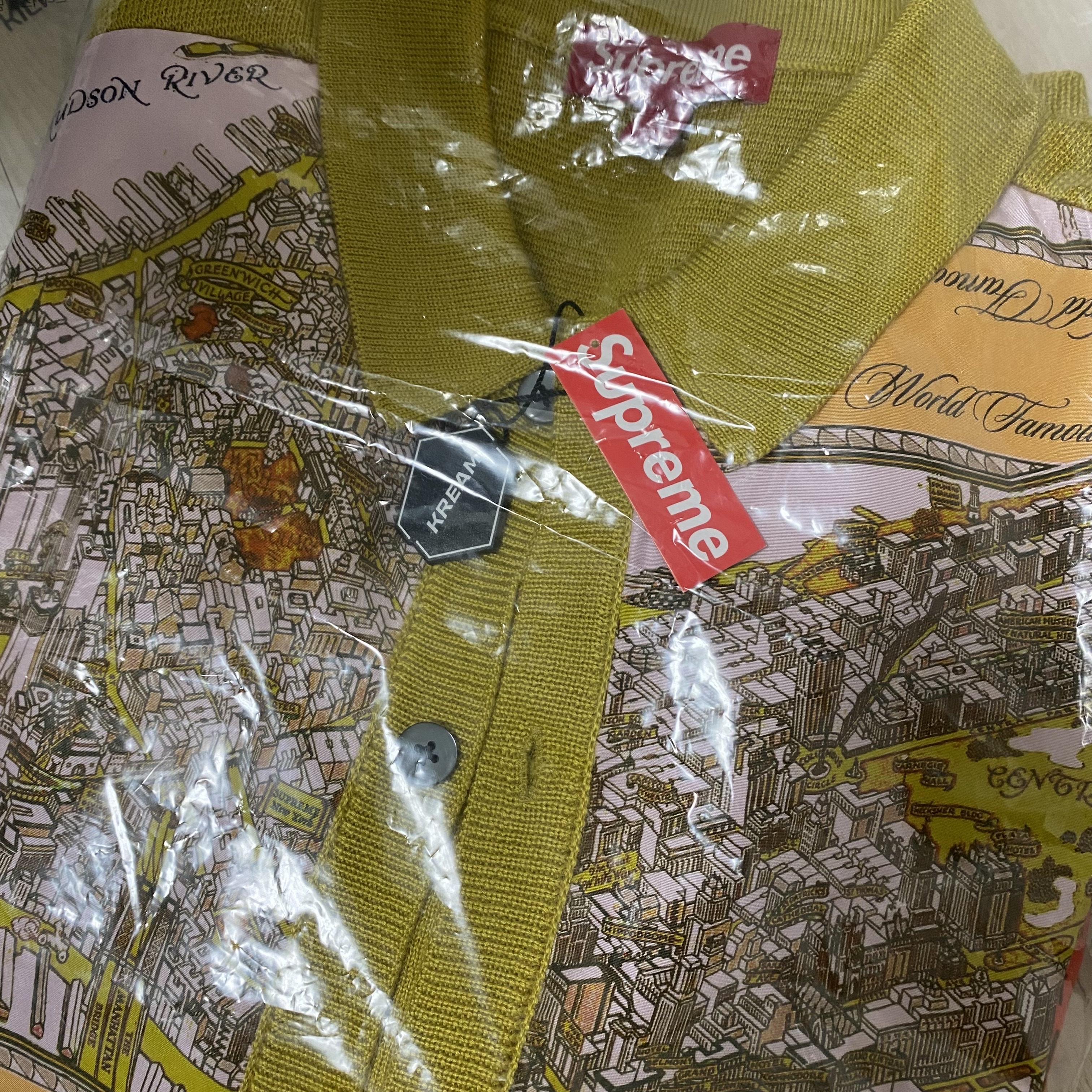 Supreme Silk Map Cardigan Mustard - 23FW 착용 스타일