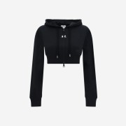 (W) Courreges Cropped Hoodie with Zip Black