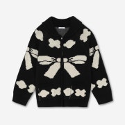 Nieeh Ribbon Zipup Sweater Black
