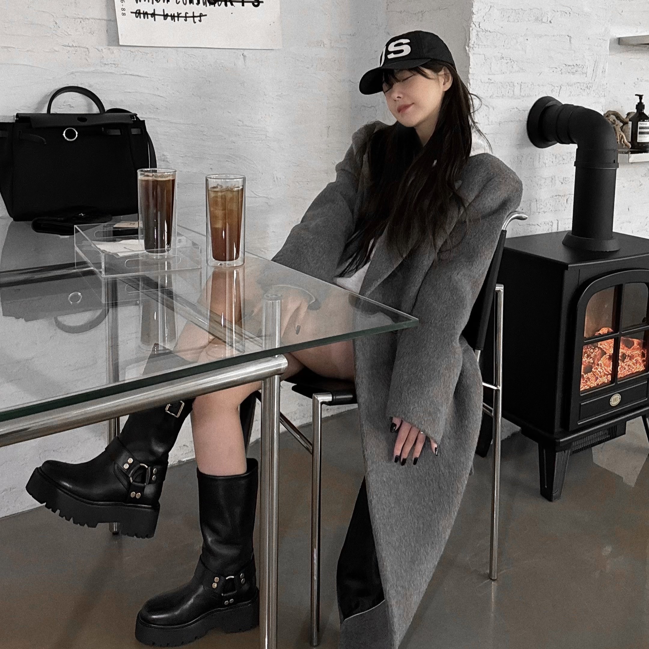 Hermes Herbag Zip 31 Bag Military Canvas Hunter Cowhide & Palladium Noir, (W) Celine Bulky Mid Biker Boot with Harness in Vegetal Calfskin Black Gold 착용 스타일