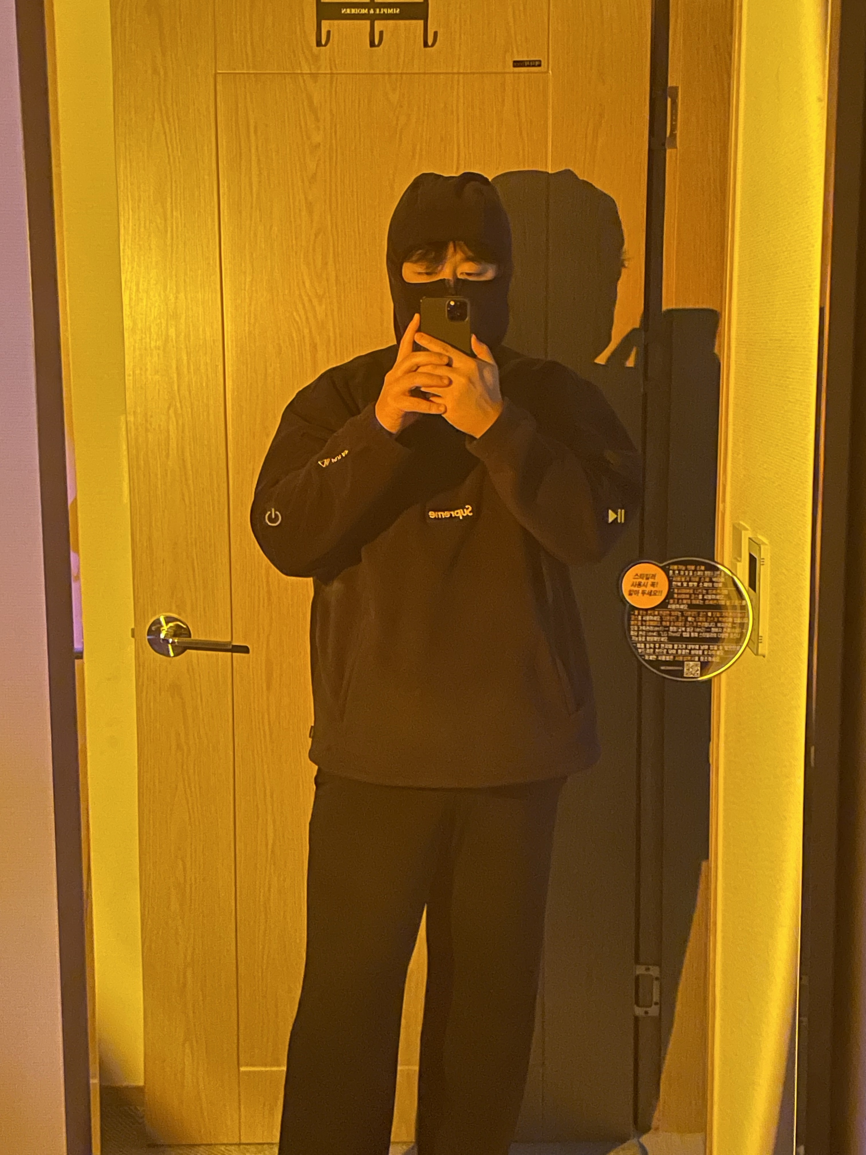 Supreme Polartec Facemask Half Zip Hooded Sweatshirt Navy - 23FW 착용 스타일 - 2