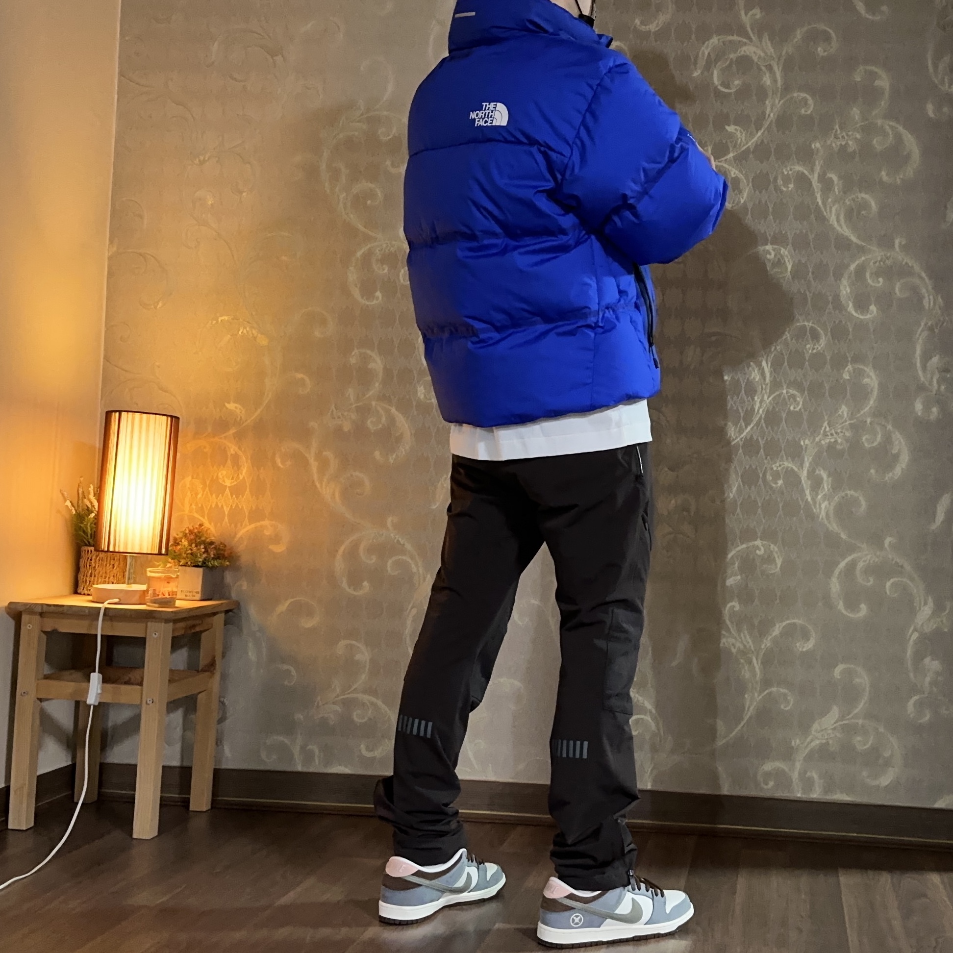 The North Face RMST Nuptse Jacket Lapis Blue, Nike x Travis Scott NRG BH Pants Velvet Brown - Asia 착용 스타일 - 2