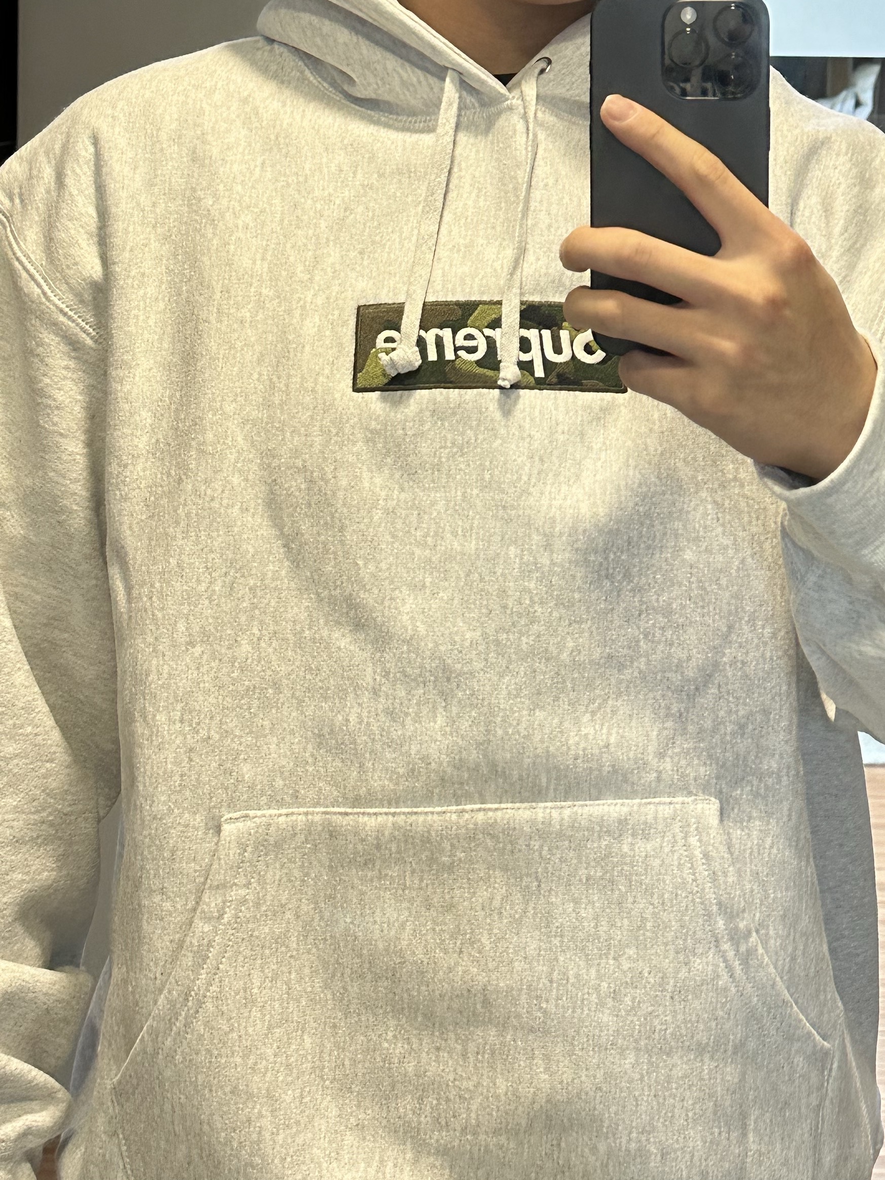 Supreme Box Logo Hooded Sweatshirt Ash Grey - 23FW 착용 스타일