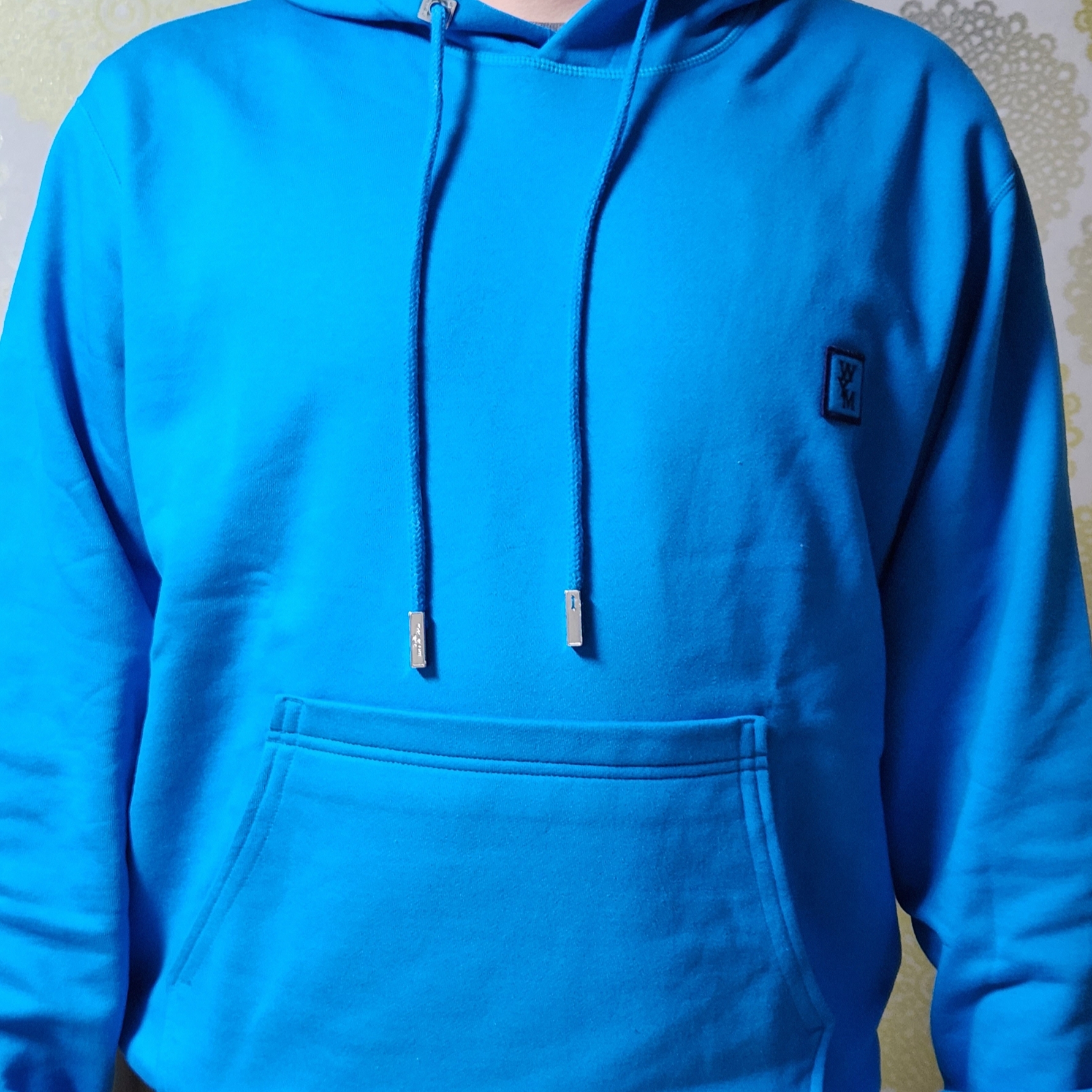 Wooyoungmi Cotton Back Logo Hooded Sweatshirt Blue - 23SS 착용 스타일 - 2