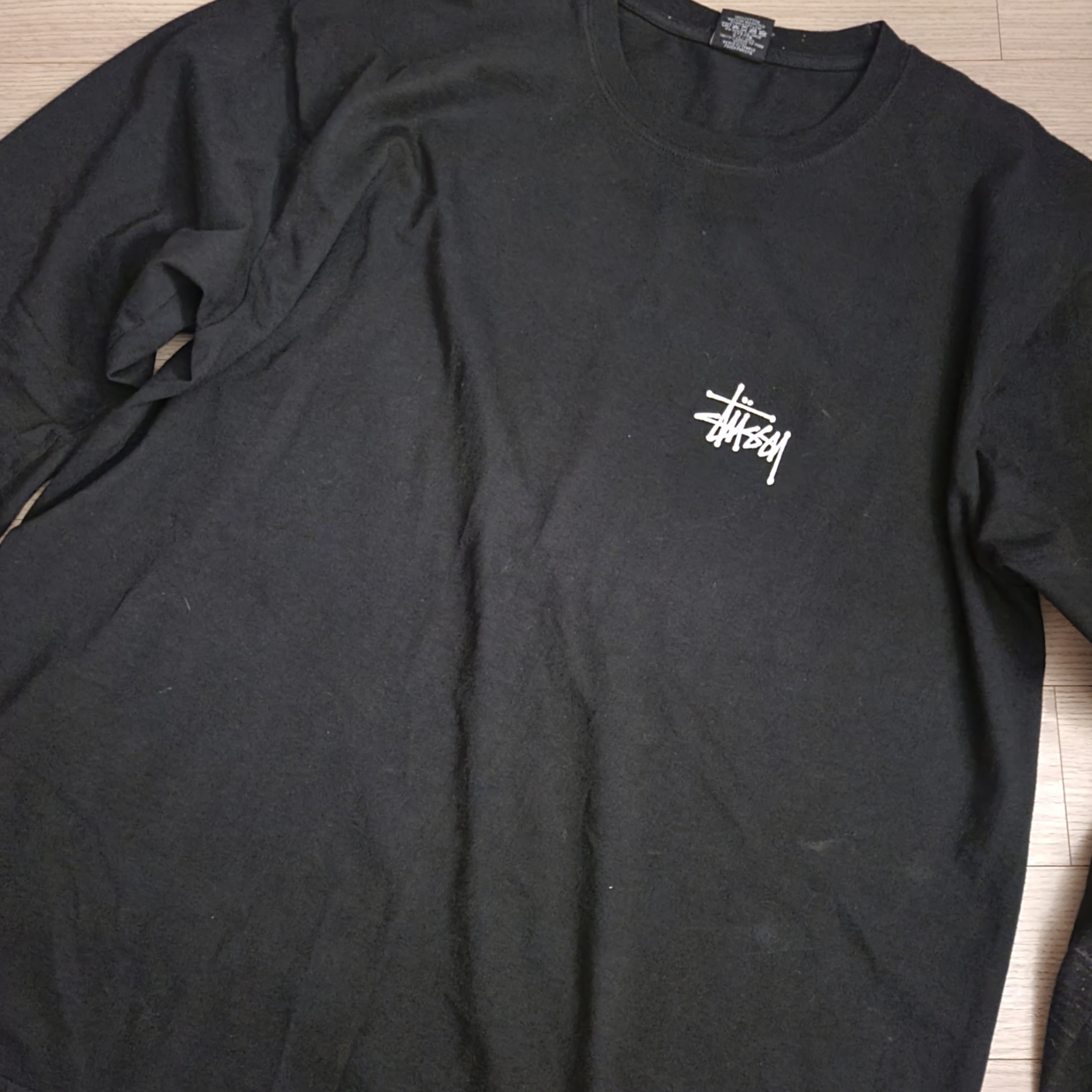 Stussy Basic Stussy Pigment Dyed LS T-Shirt Black 2022 착용 스타일
