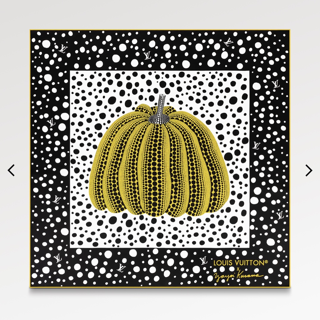 (W) Louis Vuitton x YK Infinity Dots Square 90 Yellow Black 착용 스타일