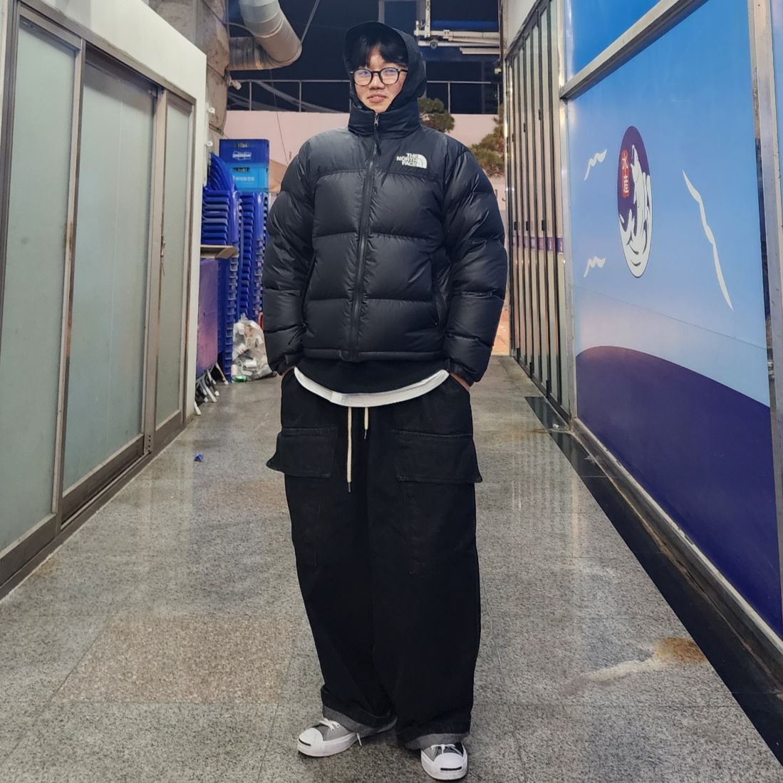 The North Face 1996 Eco Nuptse Jacket Black 착용 스타일 - 1
