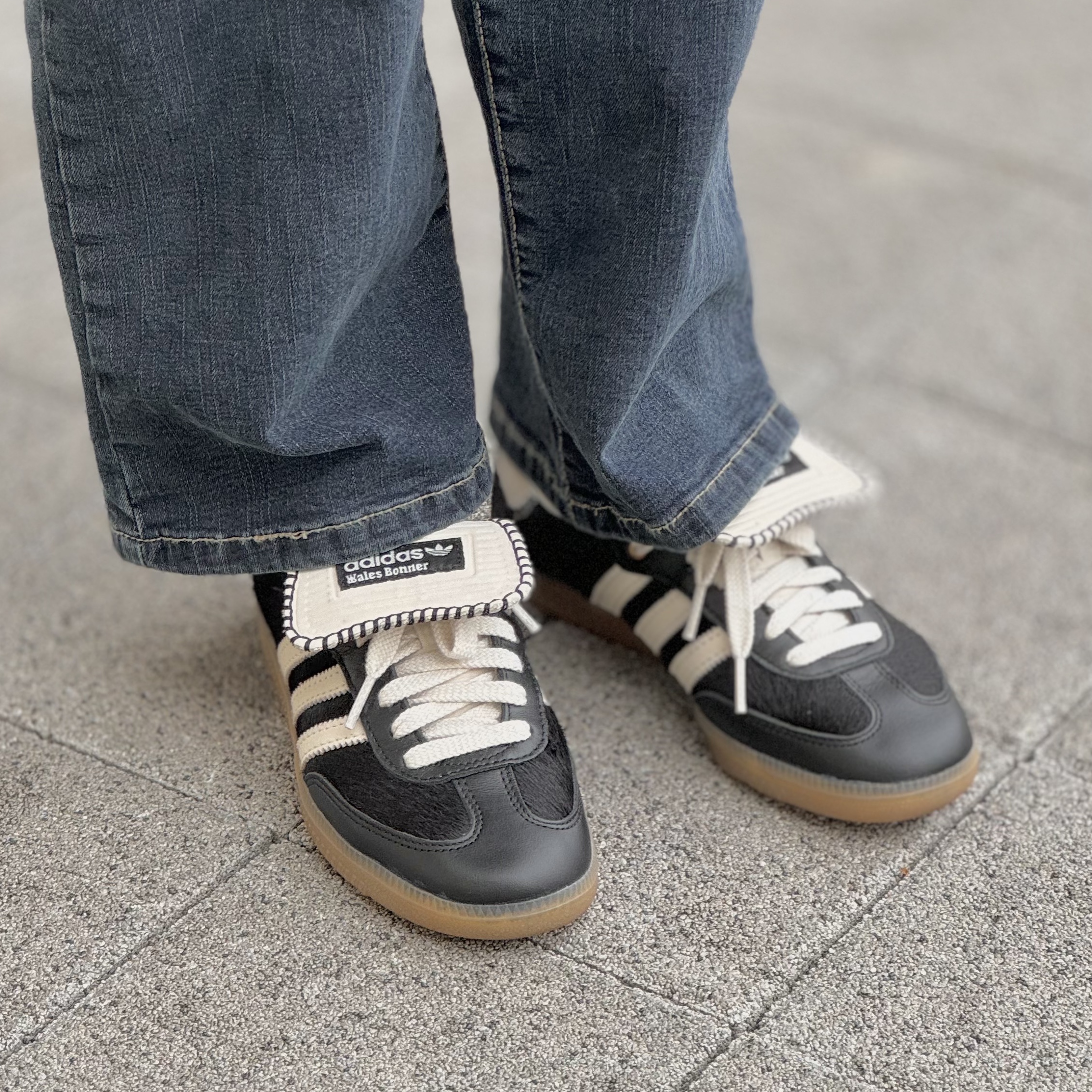 Adidas x Wales Bonner Pony Tonal Samba Core Black Cream White 착용 스타일