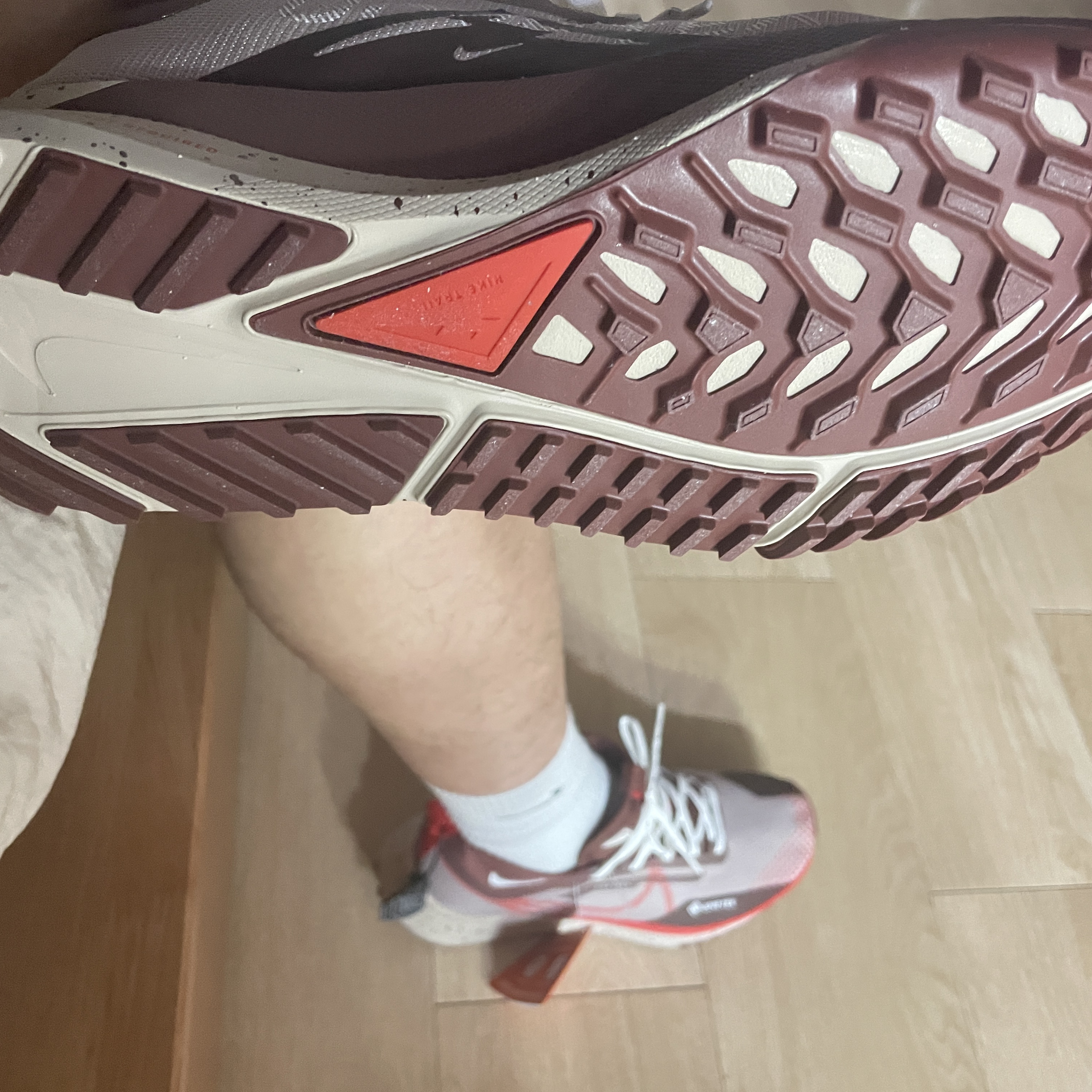 Nike React Pegasus Trail 4 Gore-Tex Diffused Taupe Dark Pony 착용 스타일 - 1
