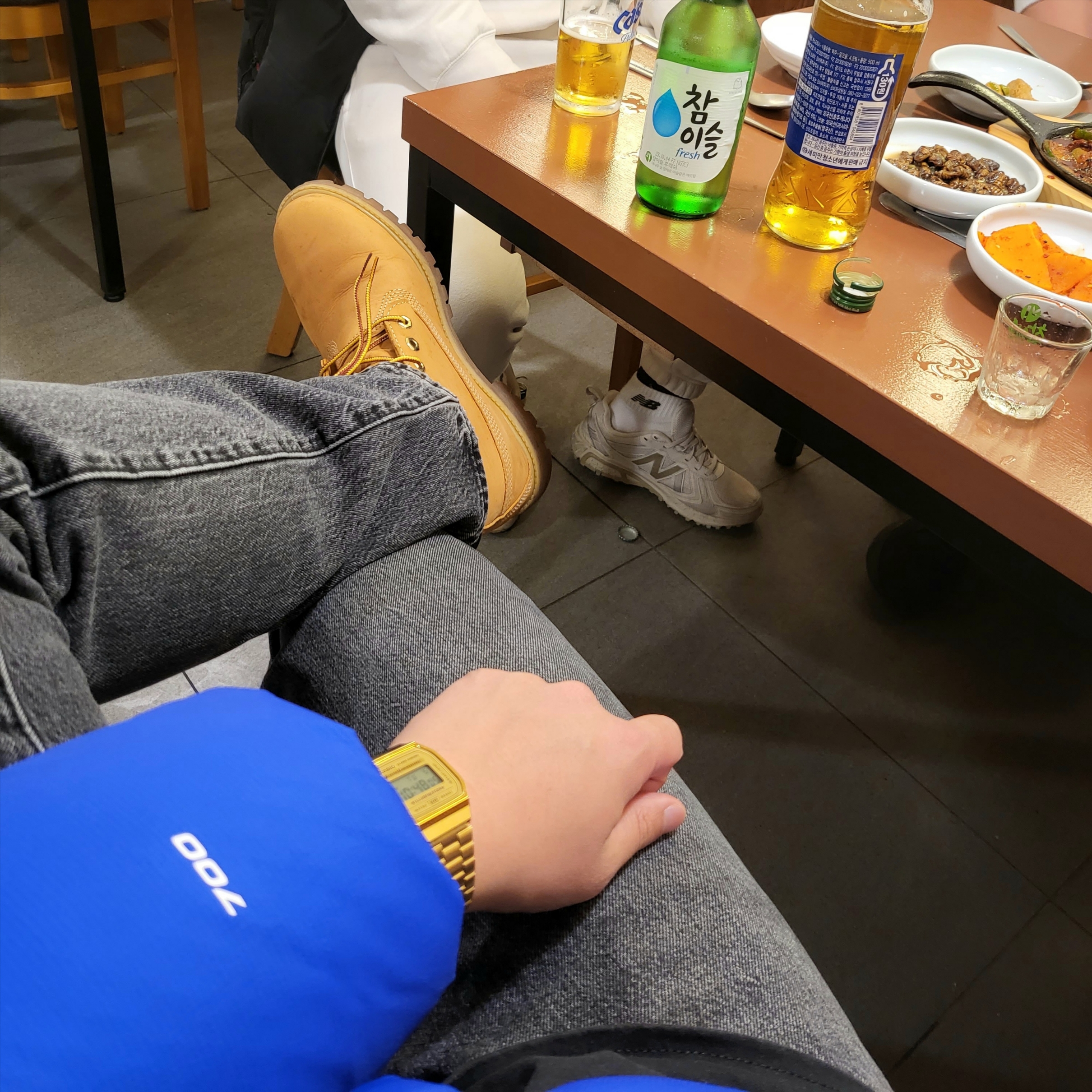 The North Face RMST Nuptse Jacket Lapis Blue, Levi's 501 Original Fit Jean Black 착용 스타일