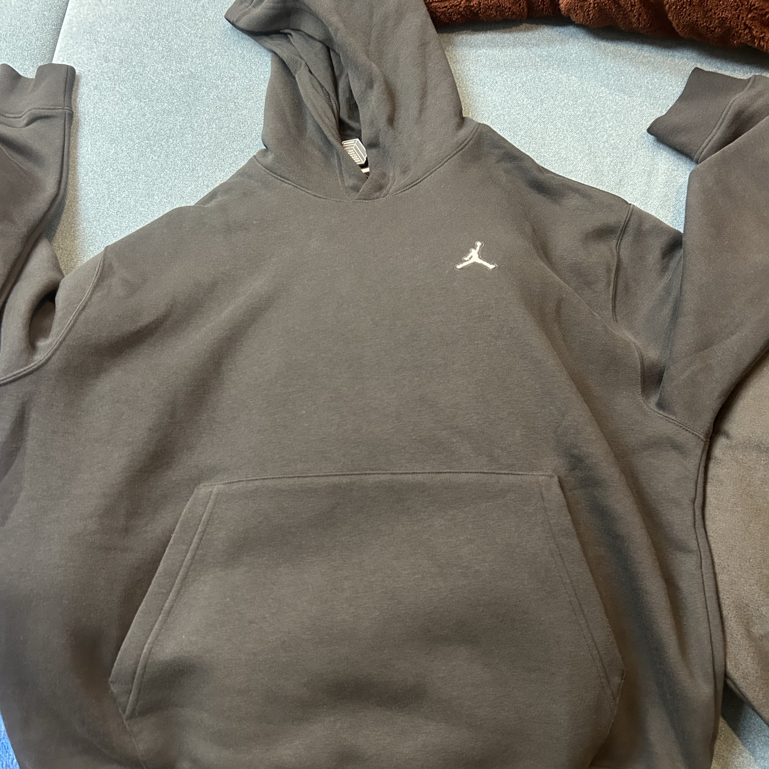 Jordan Essential Fleece Pullover Hoodie Black - Asia 착용 스타일