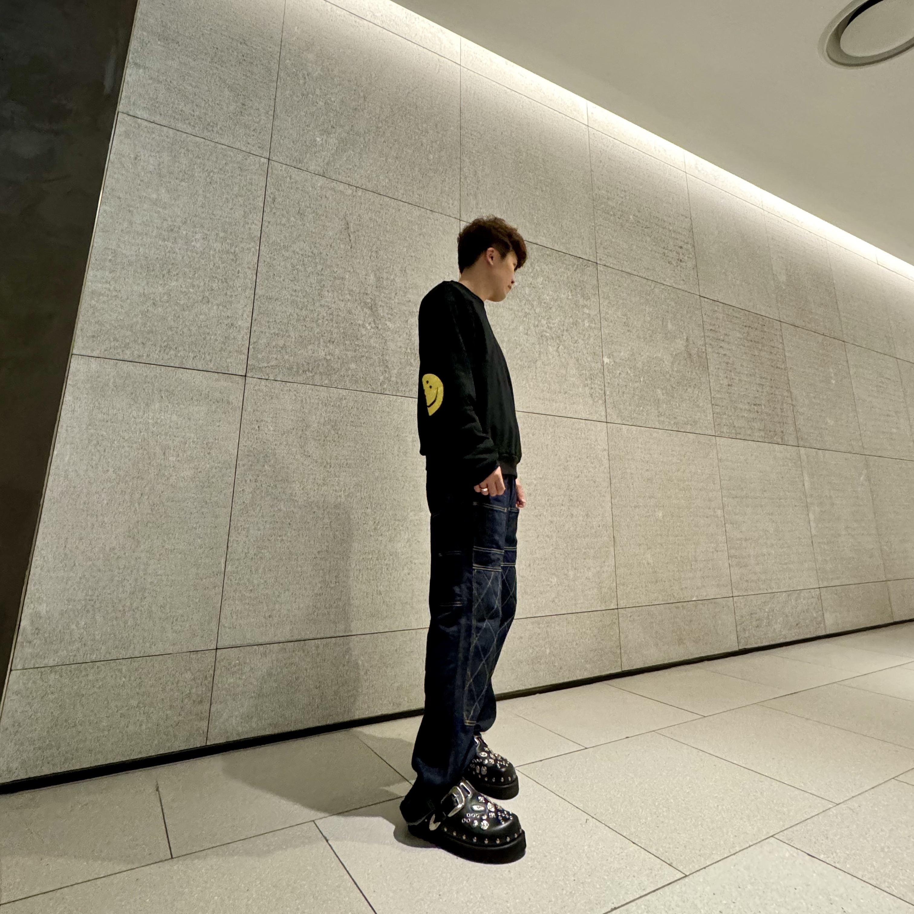 Toga Virilis AJ1066 Mules Leather Black, Kapital 11.5 oz. Denim Lumber Pants Indigo 착용 스타일 - 1
