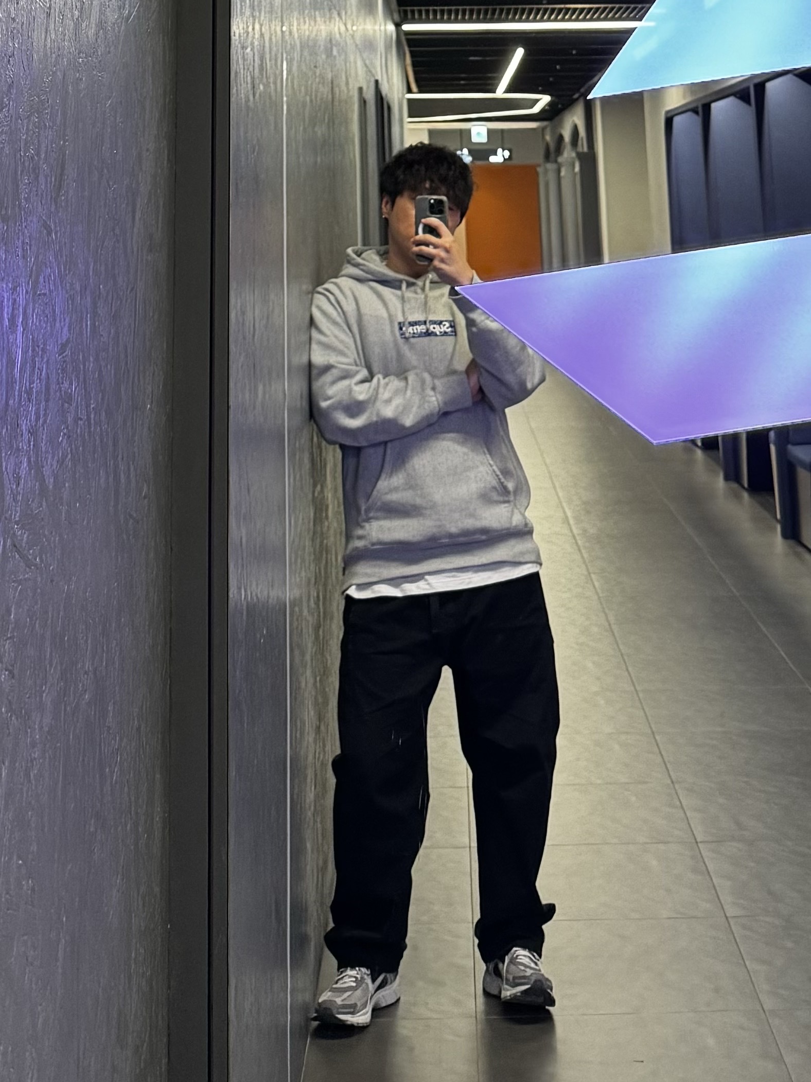 Supreme Bandana Box Logo Hooded Sweatshirt Heather Grey - 19FW 착용 스타일