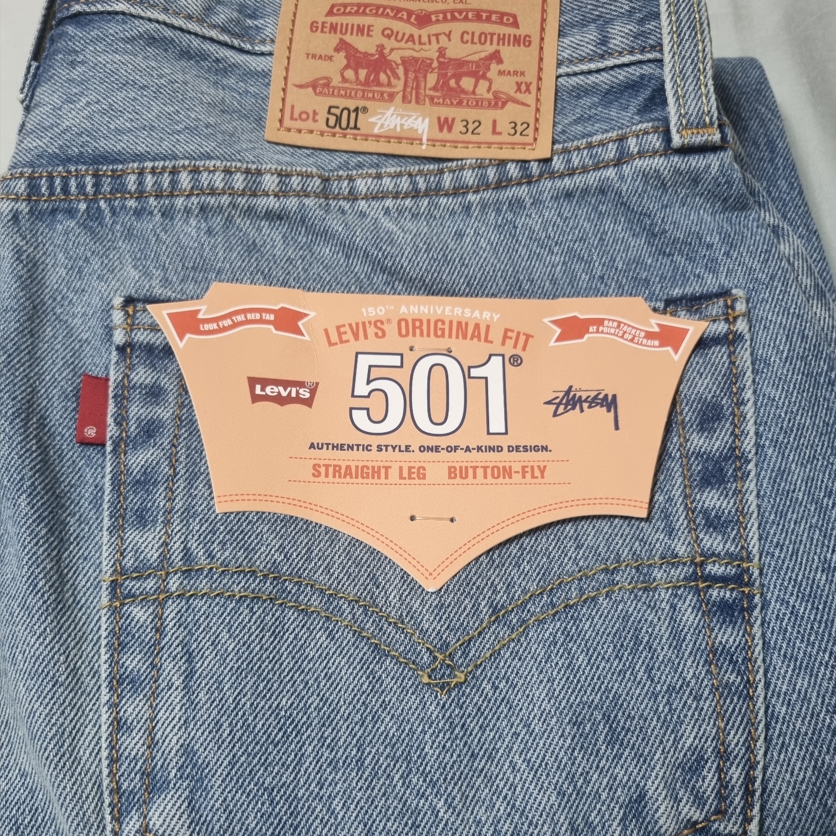 Stussy x Levi's Embossed 501 Jean Indigo 착용 스타일 - 2