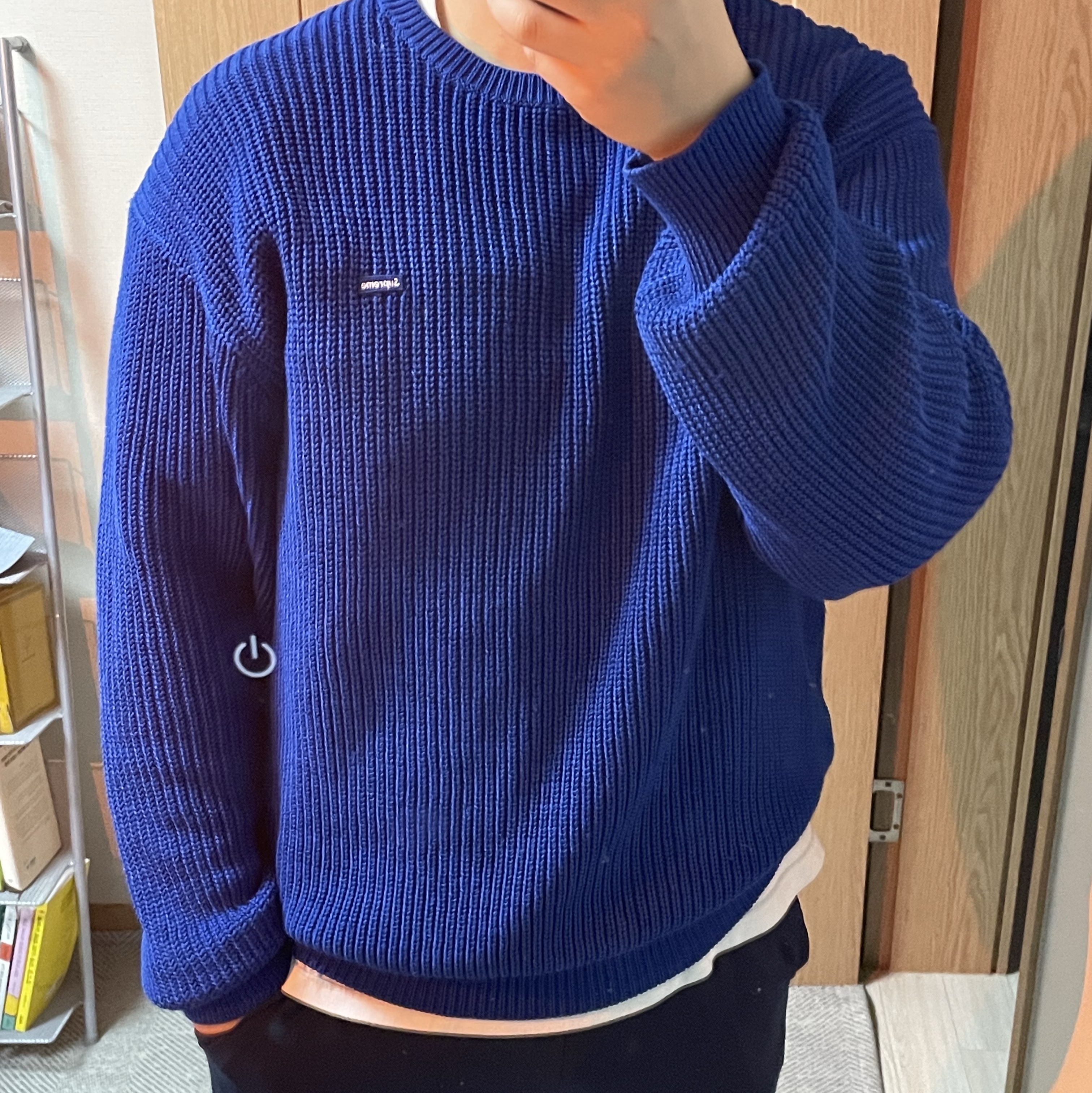 Supreme Small Box Ribbed Sweater Royal - 23FW 착용 스타일 - 1