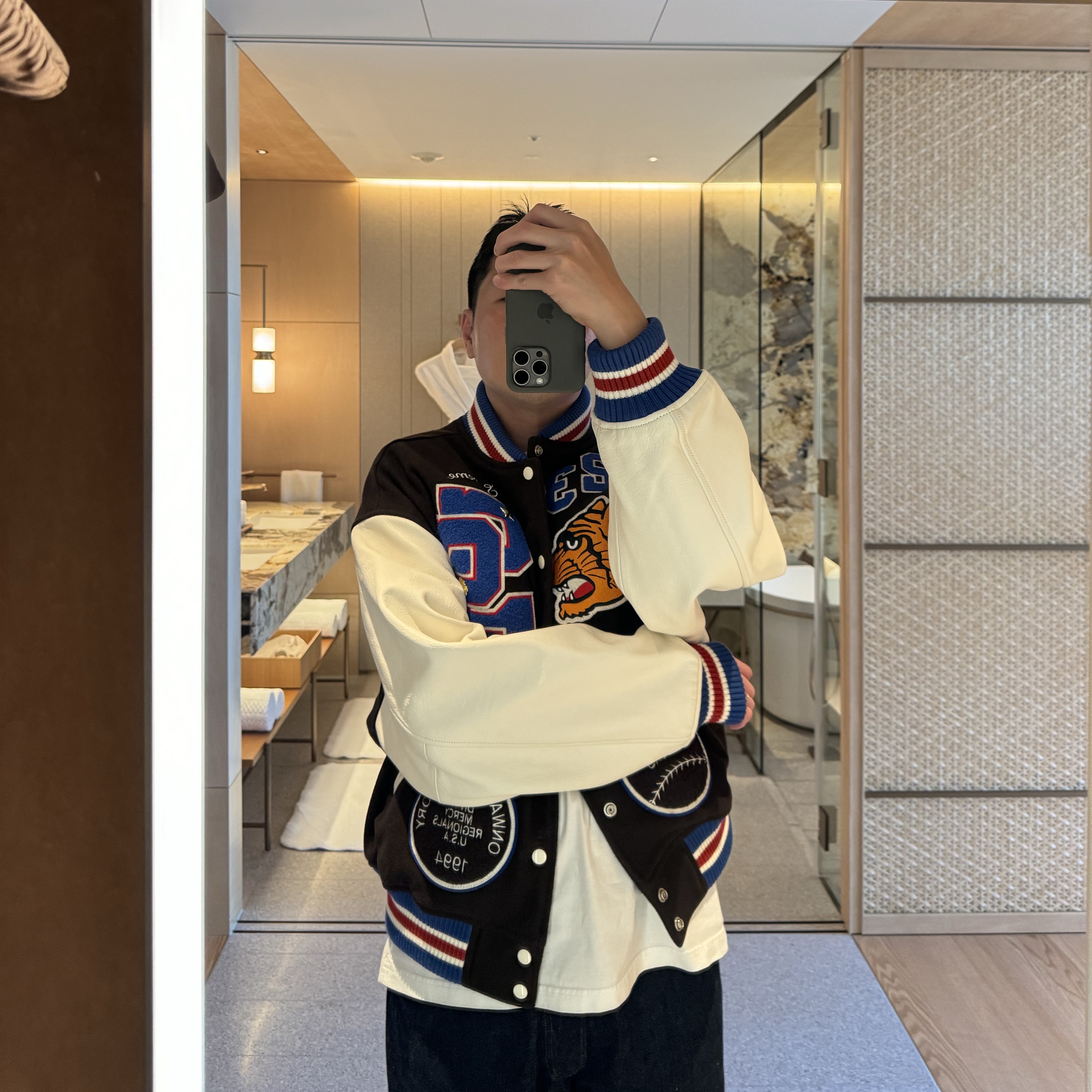 Supreme Tiger Varsity Jacket Brown - 23FW 착용 스타일