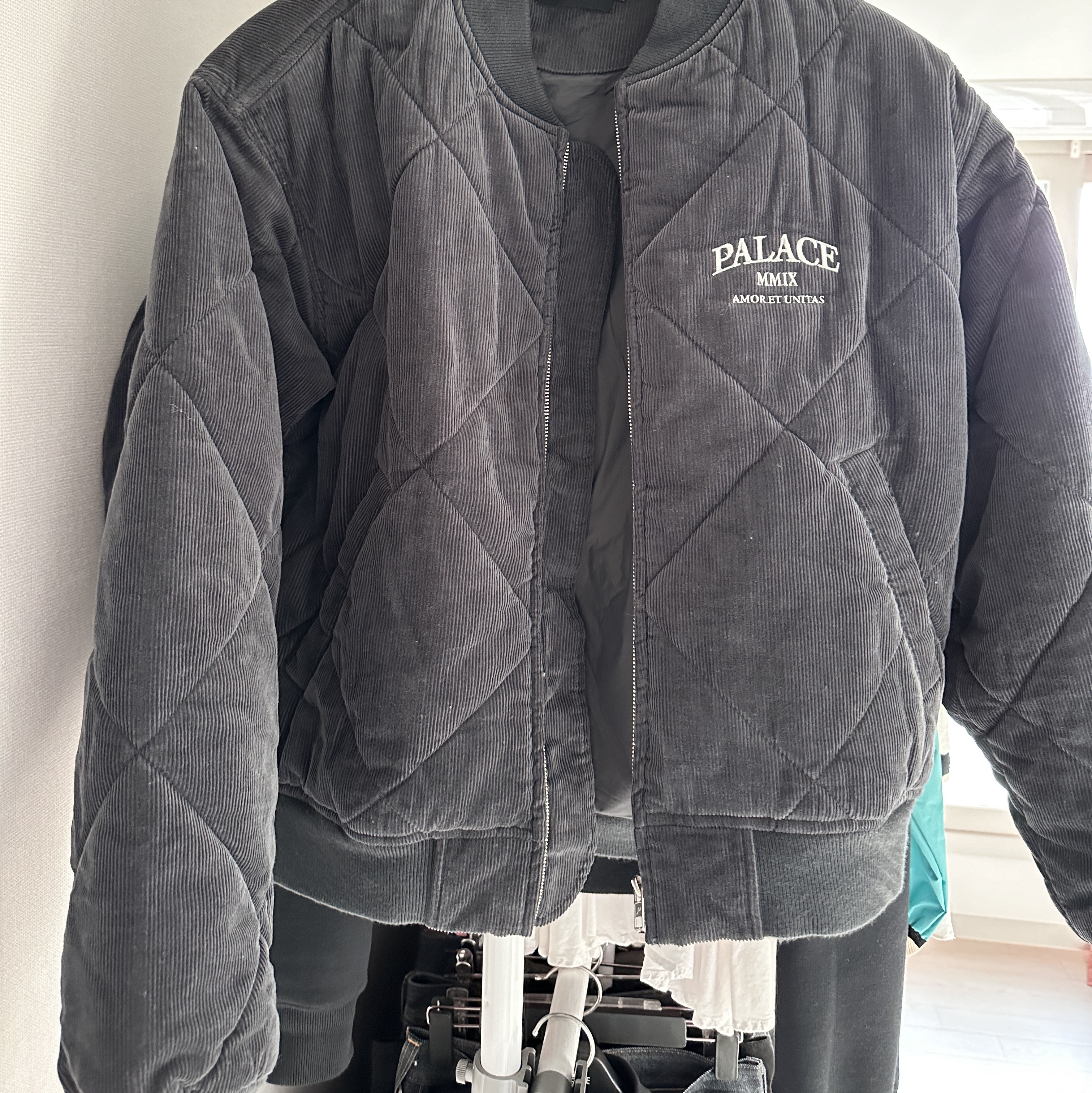 Palace Quilted Jacket Black - 23FW 착용 스타일
