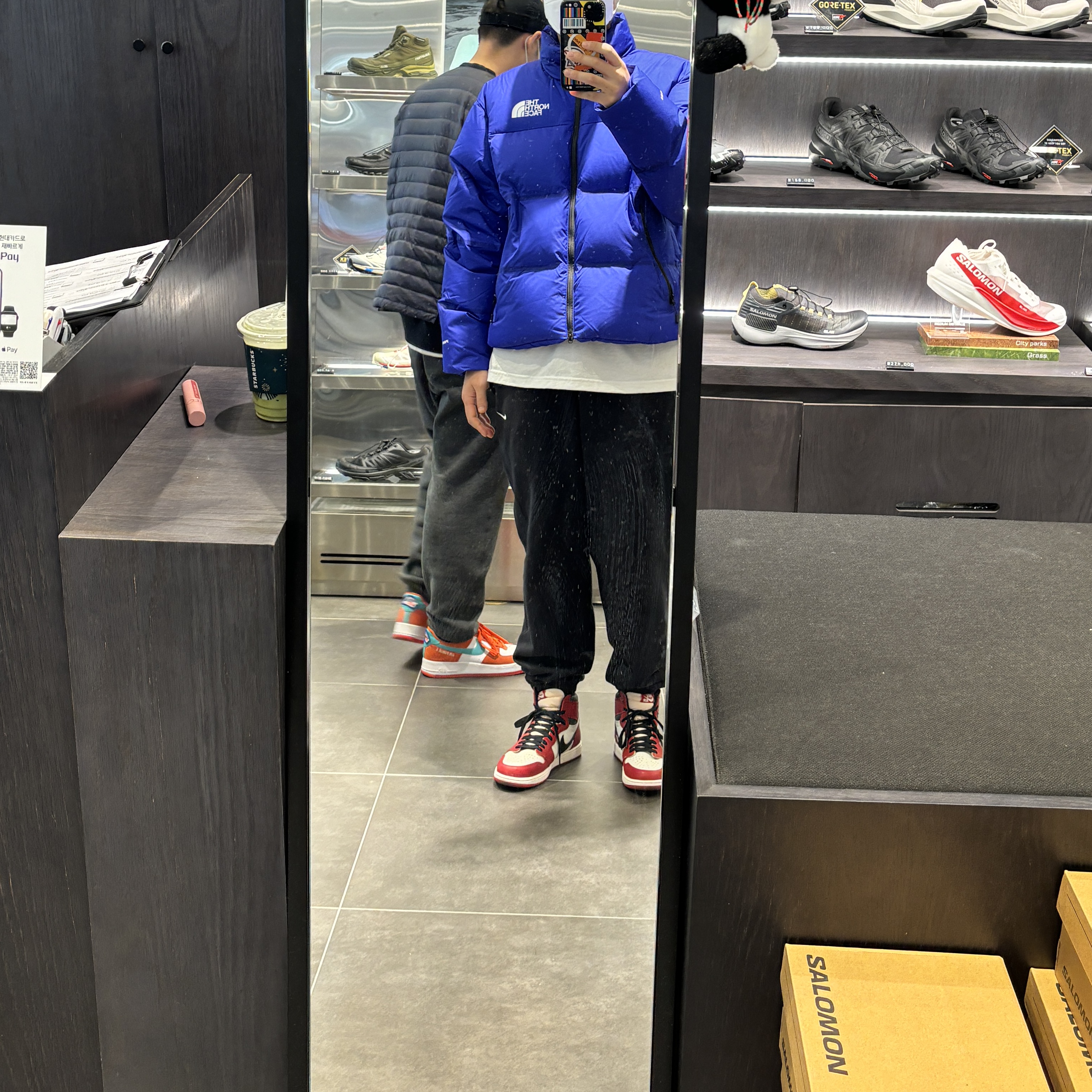 The North Face RMST Nuptse Jacket Lapis Blue 착용 스타일 - 1