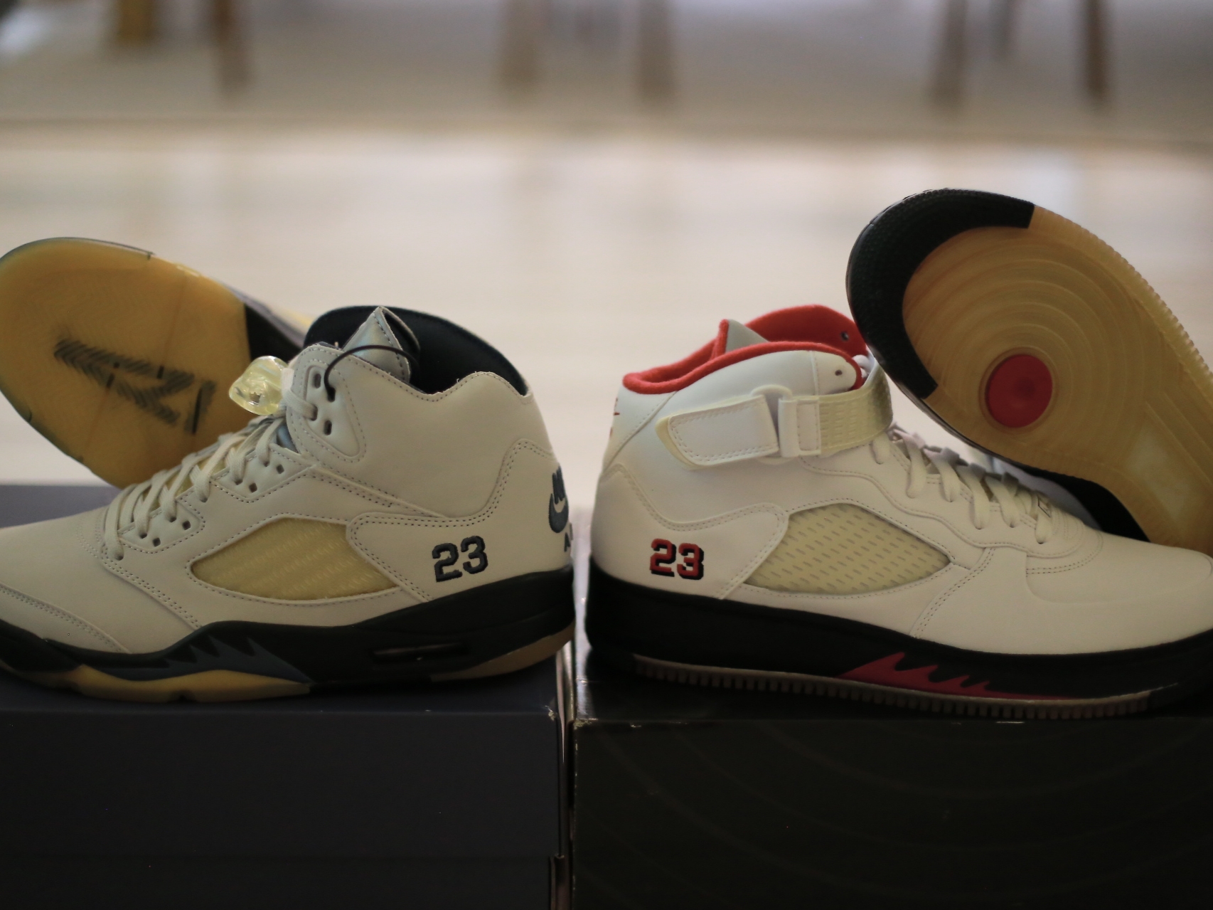 Jordan 5 Fusion Varsity White Red, (W) Jordan 5 x A Ma Maniere Retro Dawn 착용 스타일 - 5