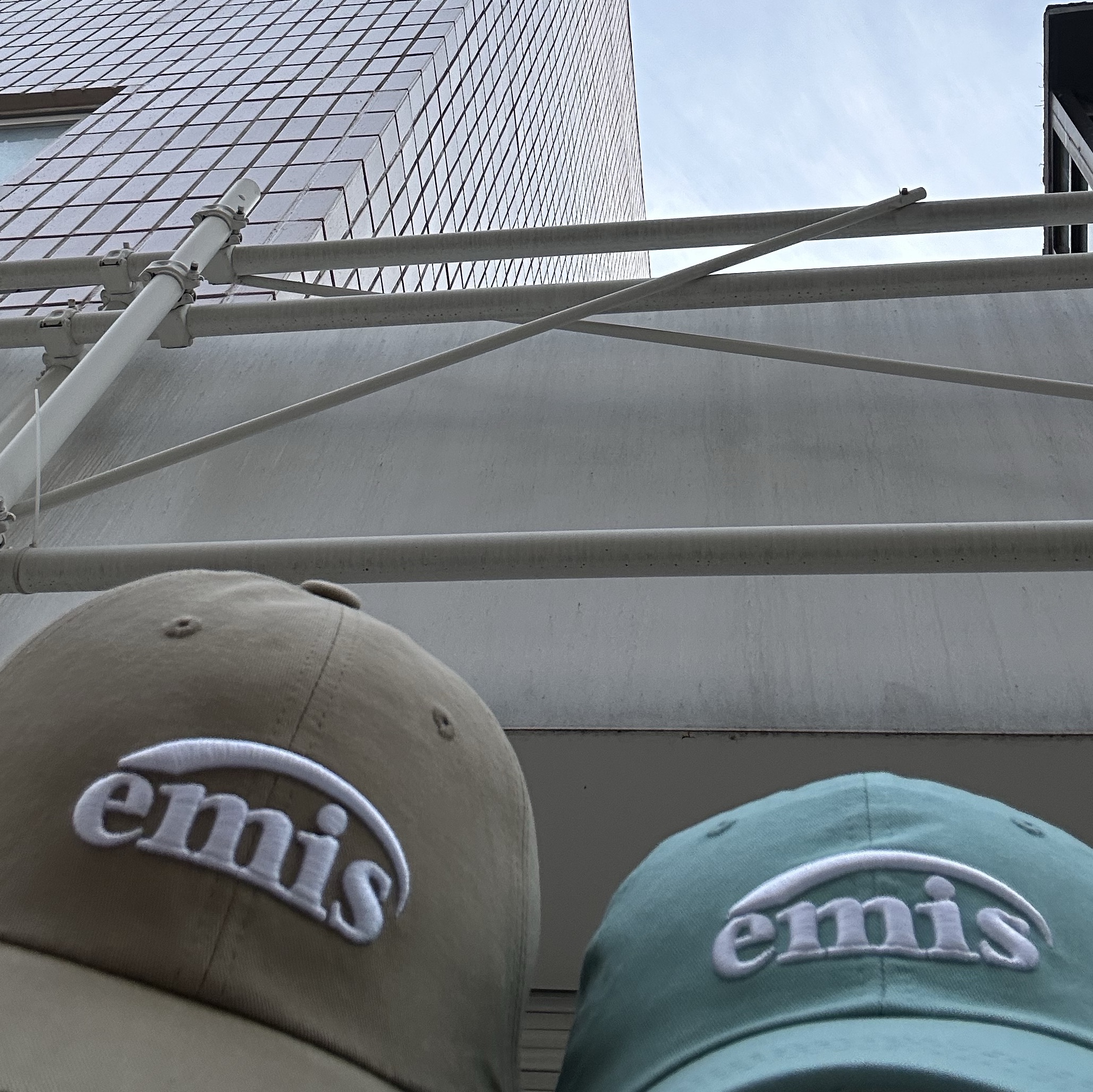 Emis New Logo Emis Cap Beige, Emis New Logo Ball Cap Mint 착용 스타일