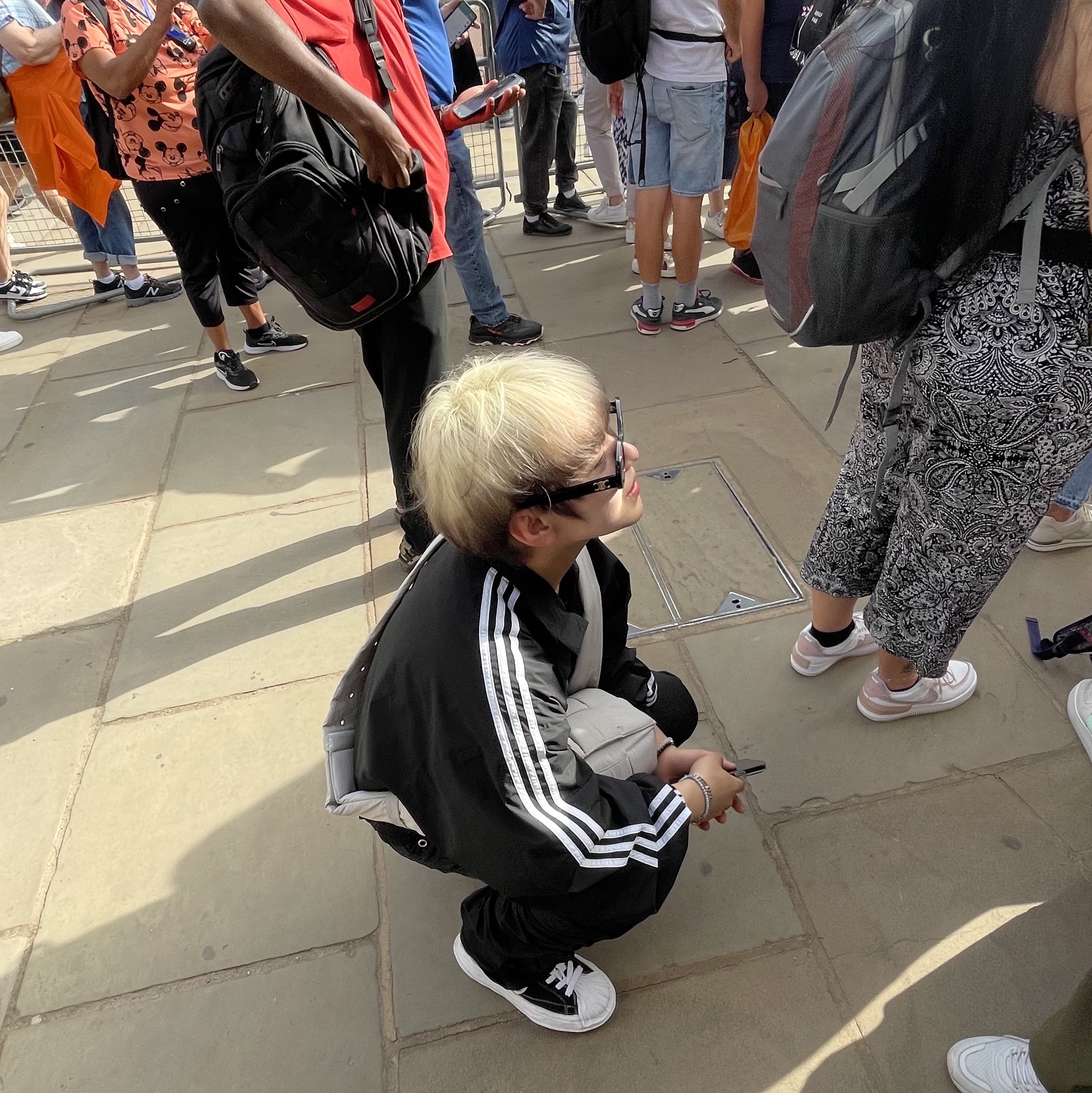 (W) Celine Triomphe 01 Sunglasses in Acetate Black, Balenciaga x Adidas Performance Poplin Tracksuit Jacket Black 착용 스타일