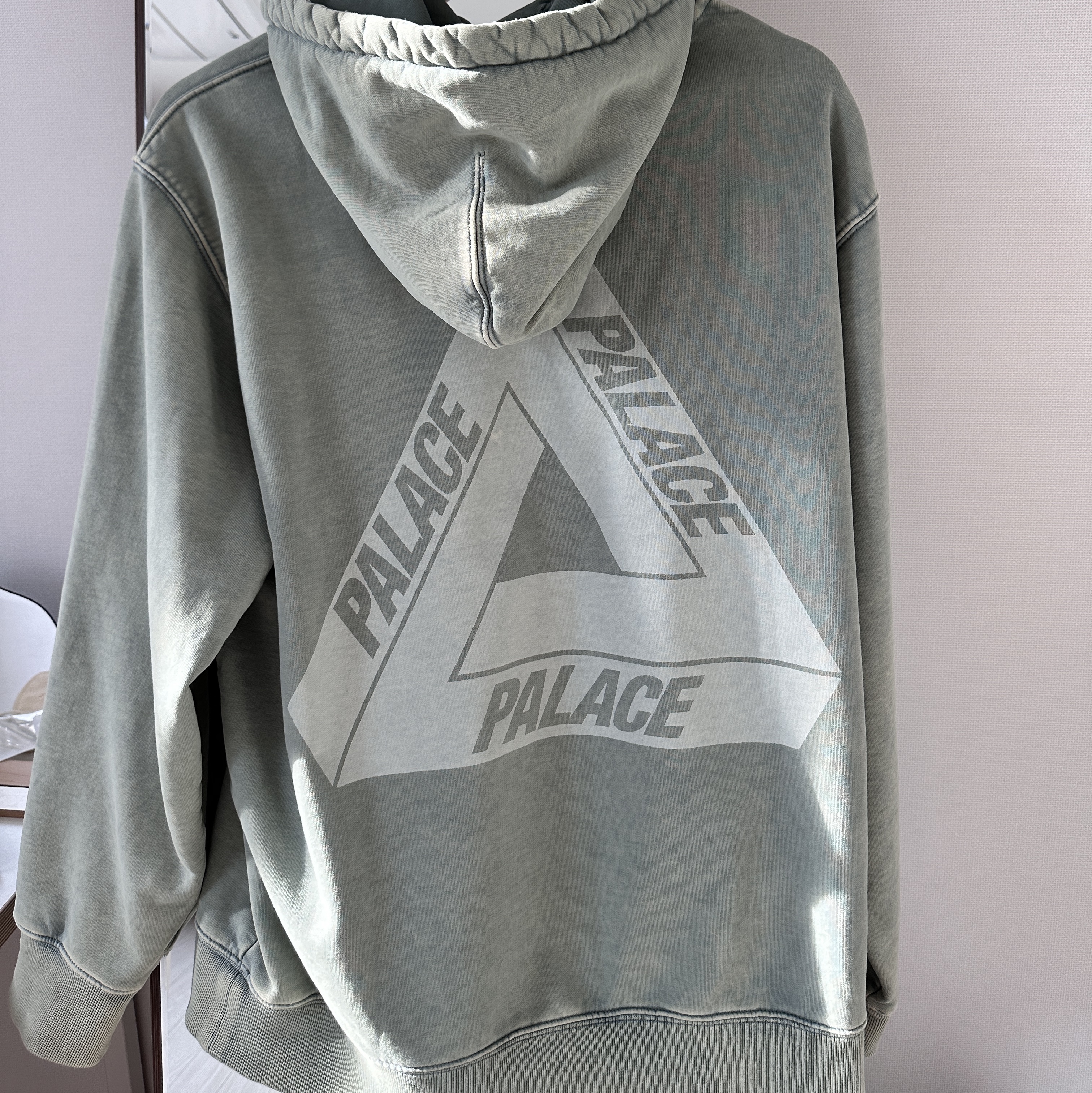 Palace Washed Out Tri-Ferg Hood Green - 23FW 착용 스타일