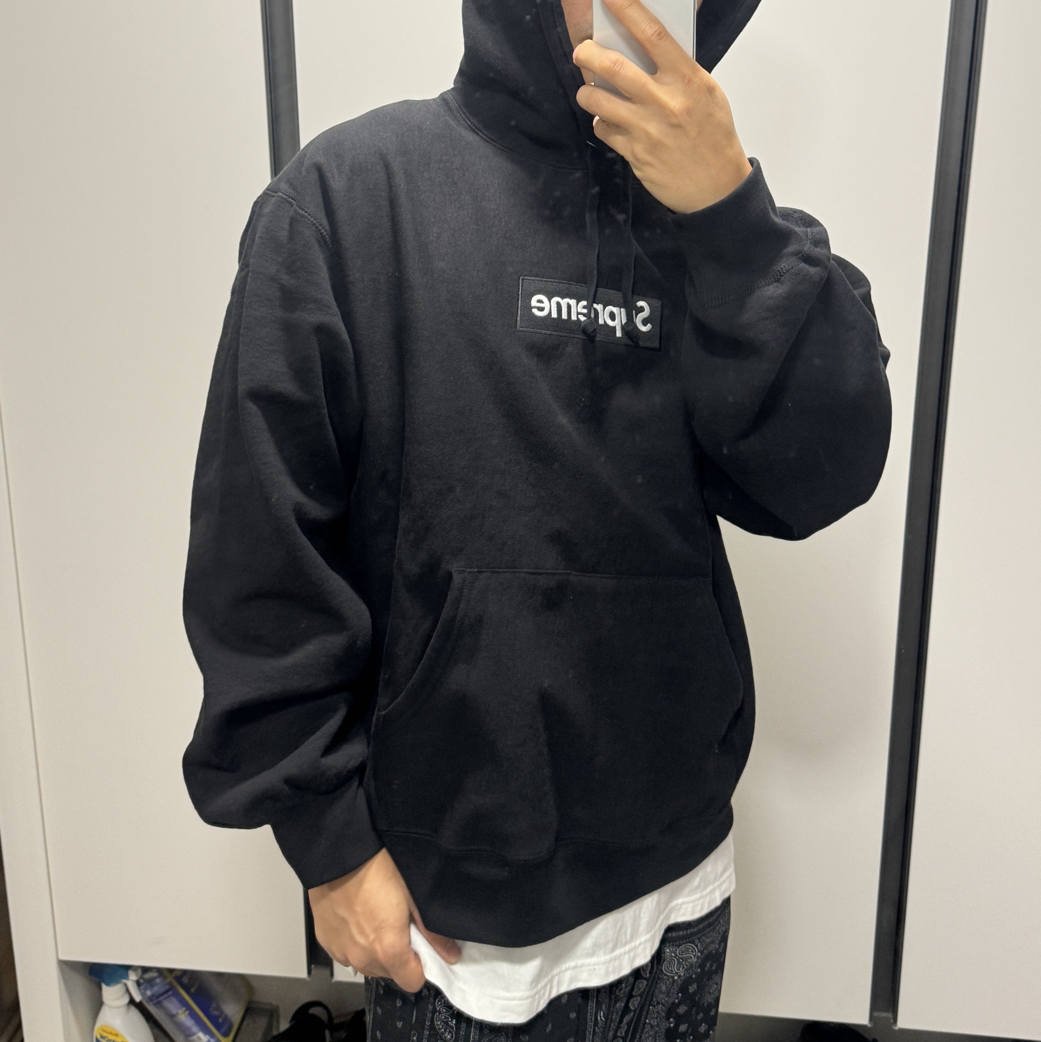 Supreme Box Logo Hooded Sweatshirt Black - 23FW 착용 스타일