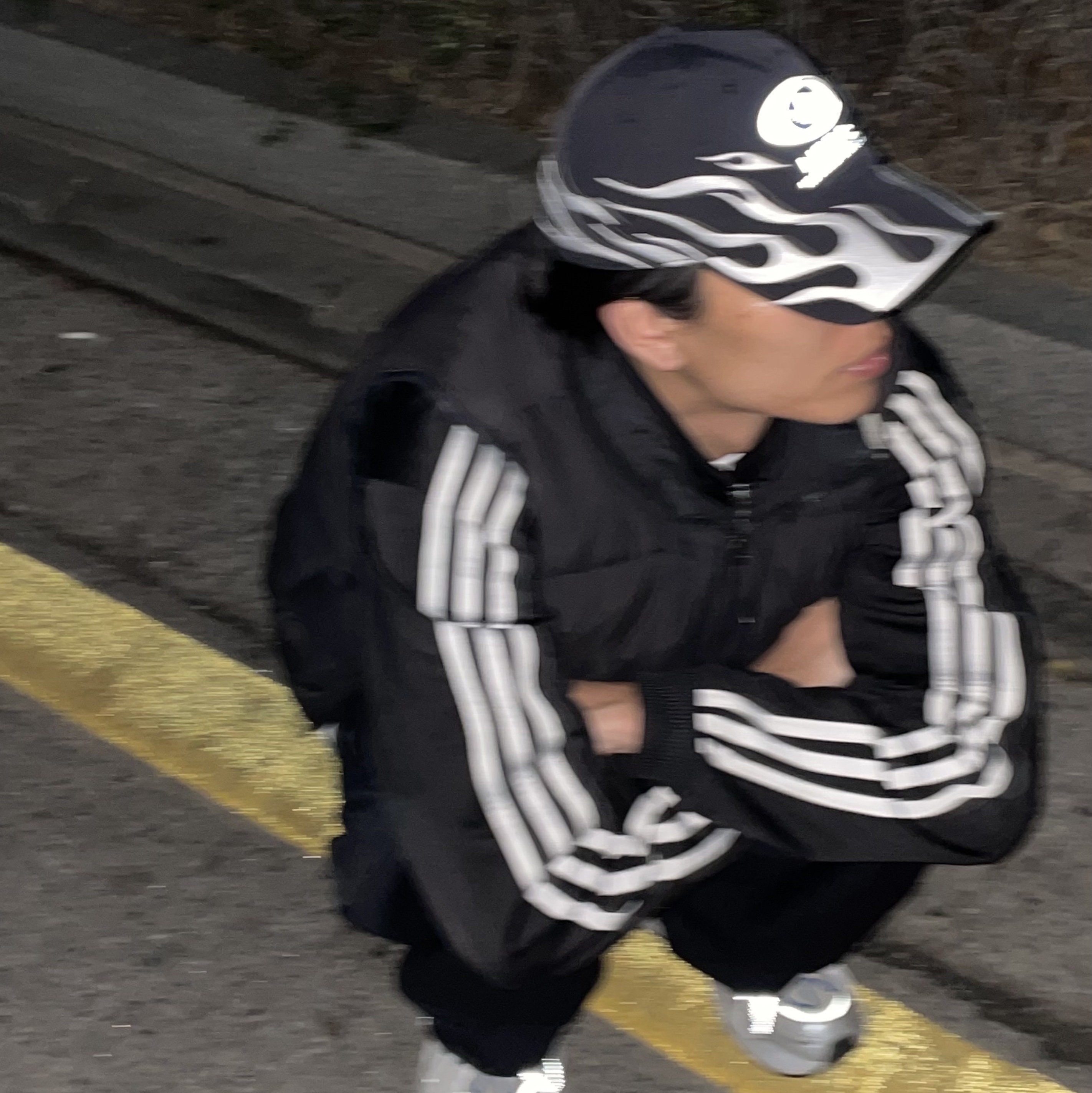 Adidas x NSRC Cap Black, Adidas Orketro Bliss Cloud White 착용 스타일