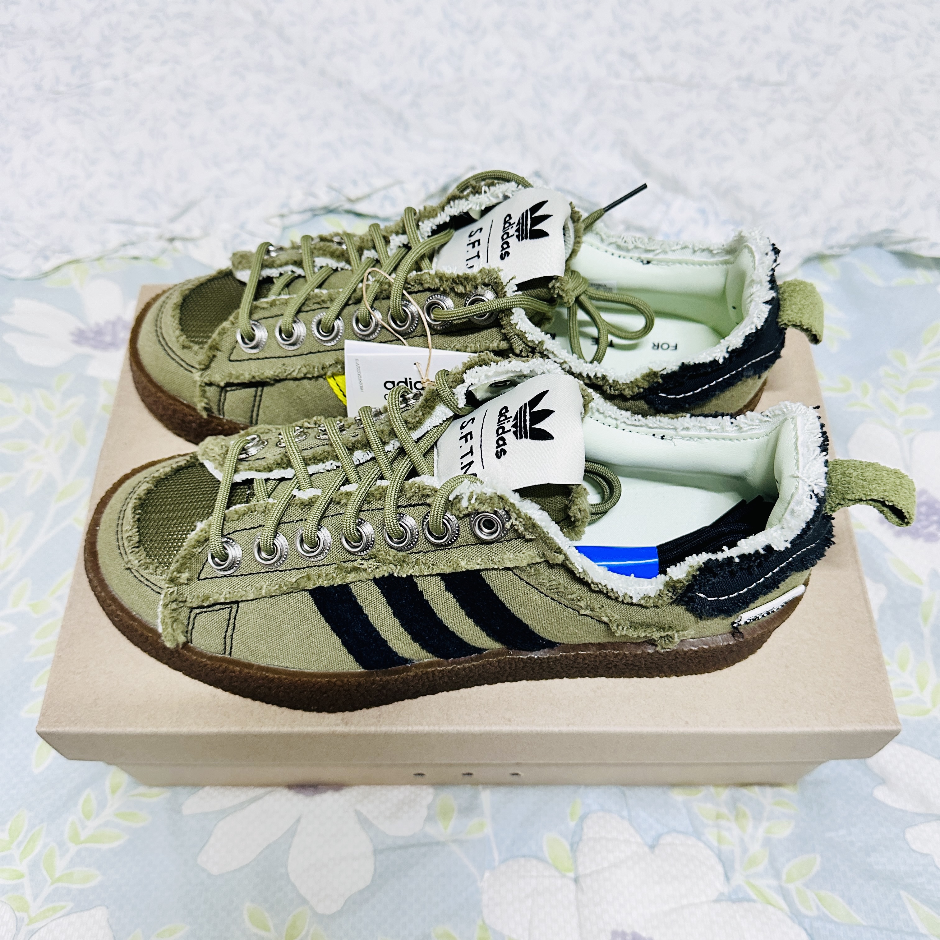 Adidas x Song for the Mute Campus 80s Focus Olive Core Black 착용 스타일 - 3