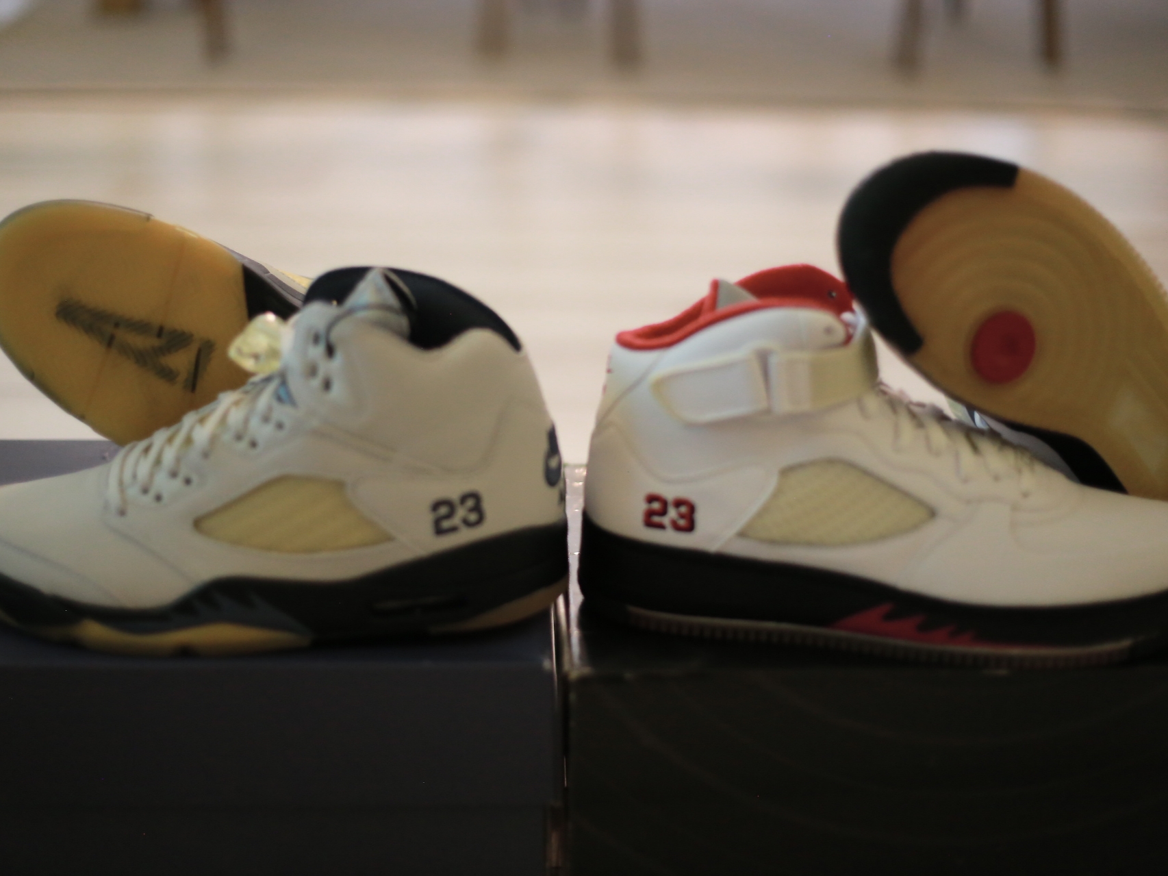 (W) Jordan 5 x A Ma Maniere Retro Dawn, Jordan 5 Fusion Varsity White Red 착용 스타일 - 9