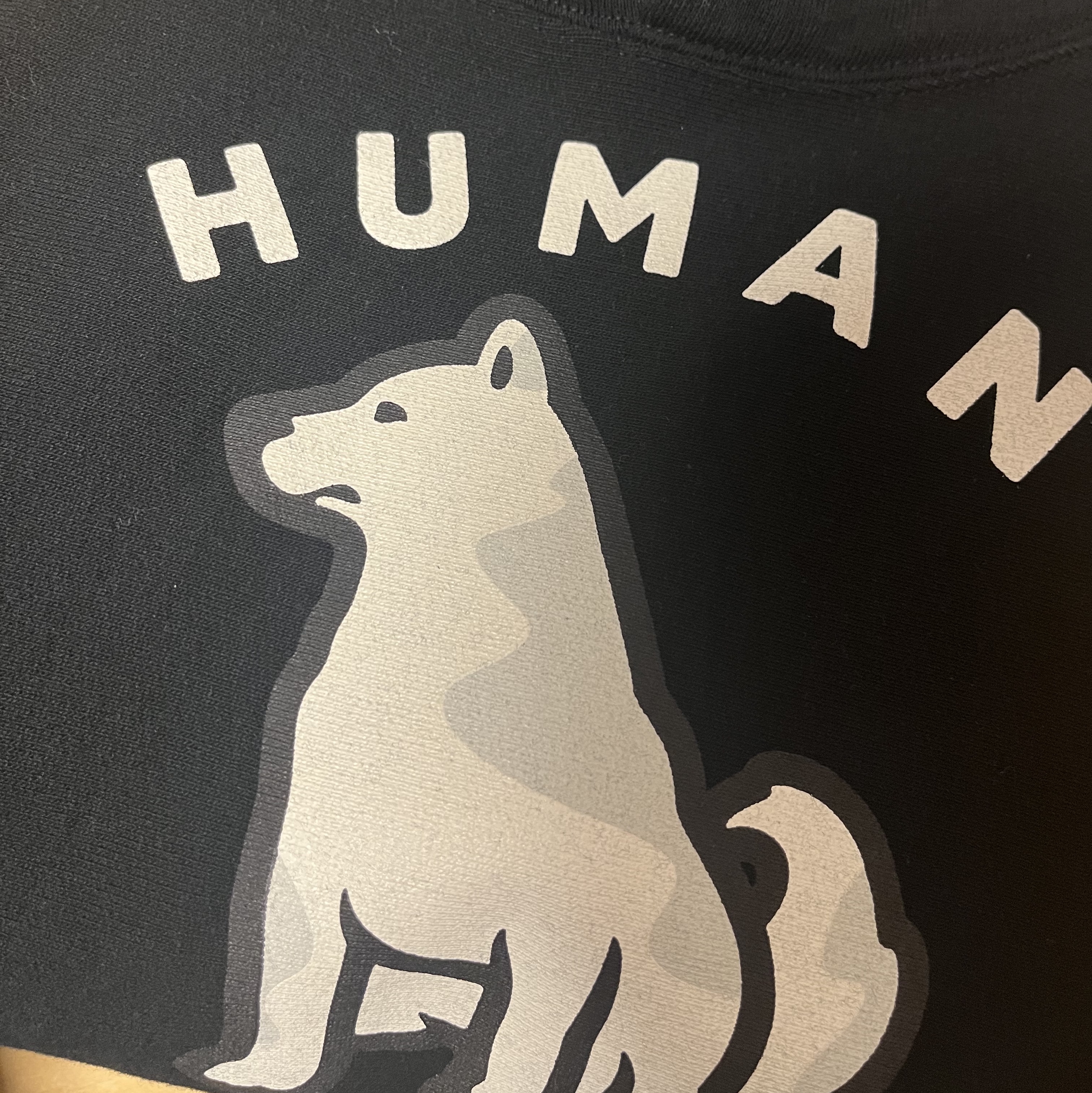Human Made Worksout 20th Anniversary Jindo Dog Heavt Weight Hoodie Black 착용 스타일