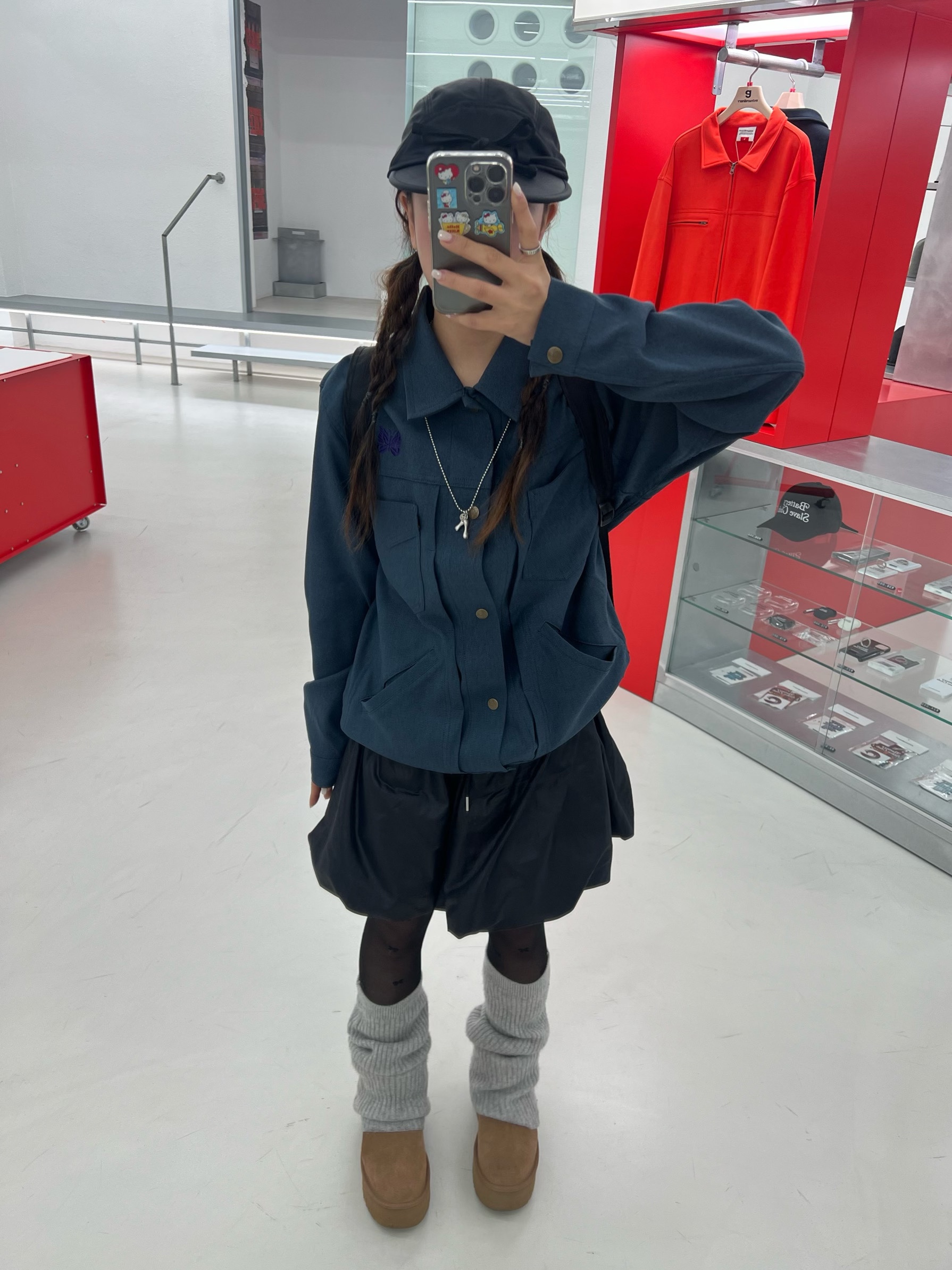 Needles Penny Jean Jacket Black, (W) UGG Classic Mini Platform Boots Chestnut 착용 스타일