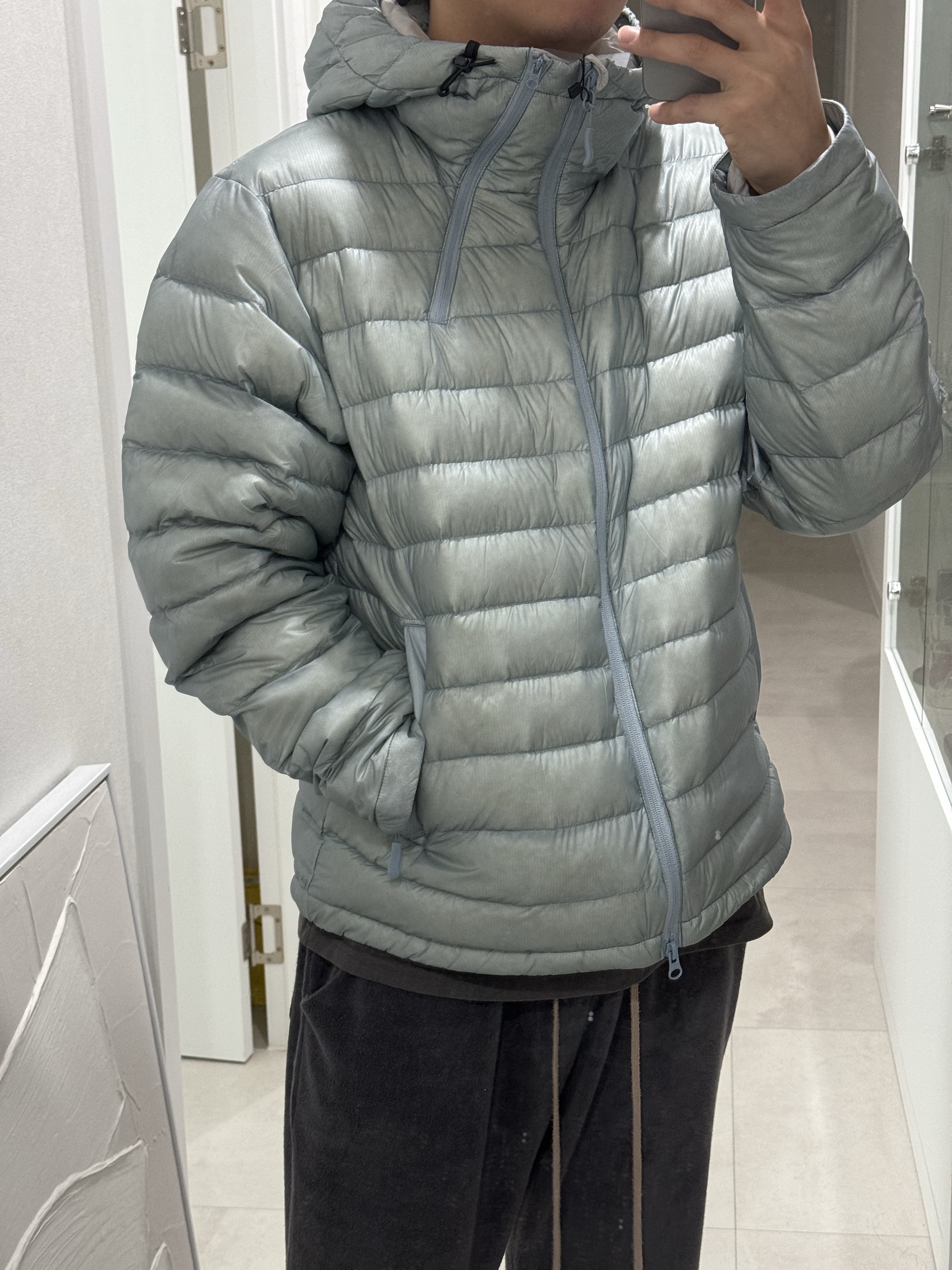 Sansan Gear Suffix Puffer Jacket Sky Blue - 23FW 착용 스타일 - 1