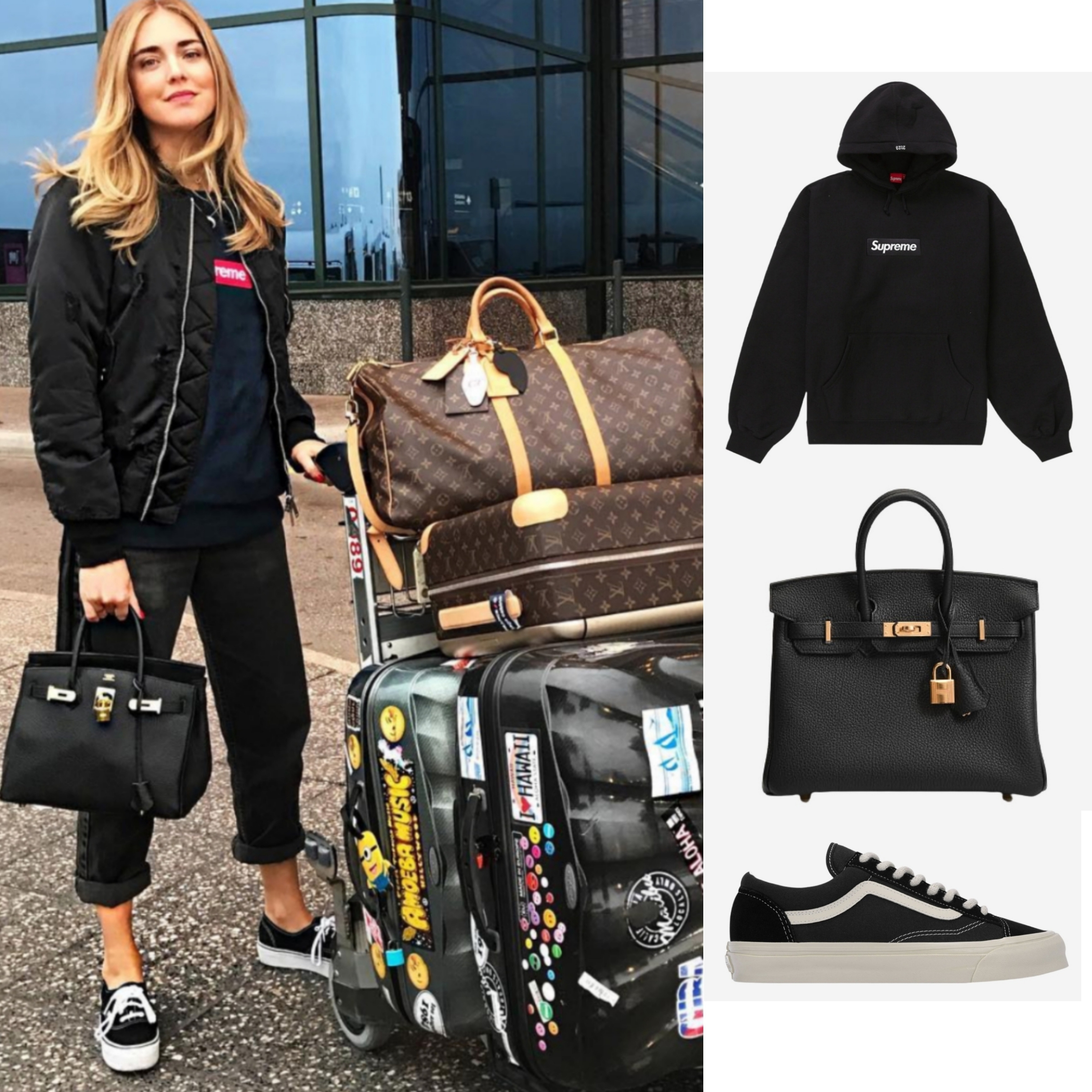 Supreme Box Logo Hooded Sweatshirt Black - 23FW, Hermes Birkin 25 Bag Togo & Gold Noir 착용 스타일
