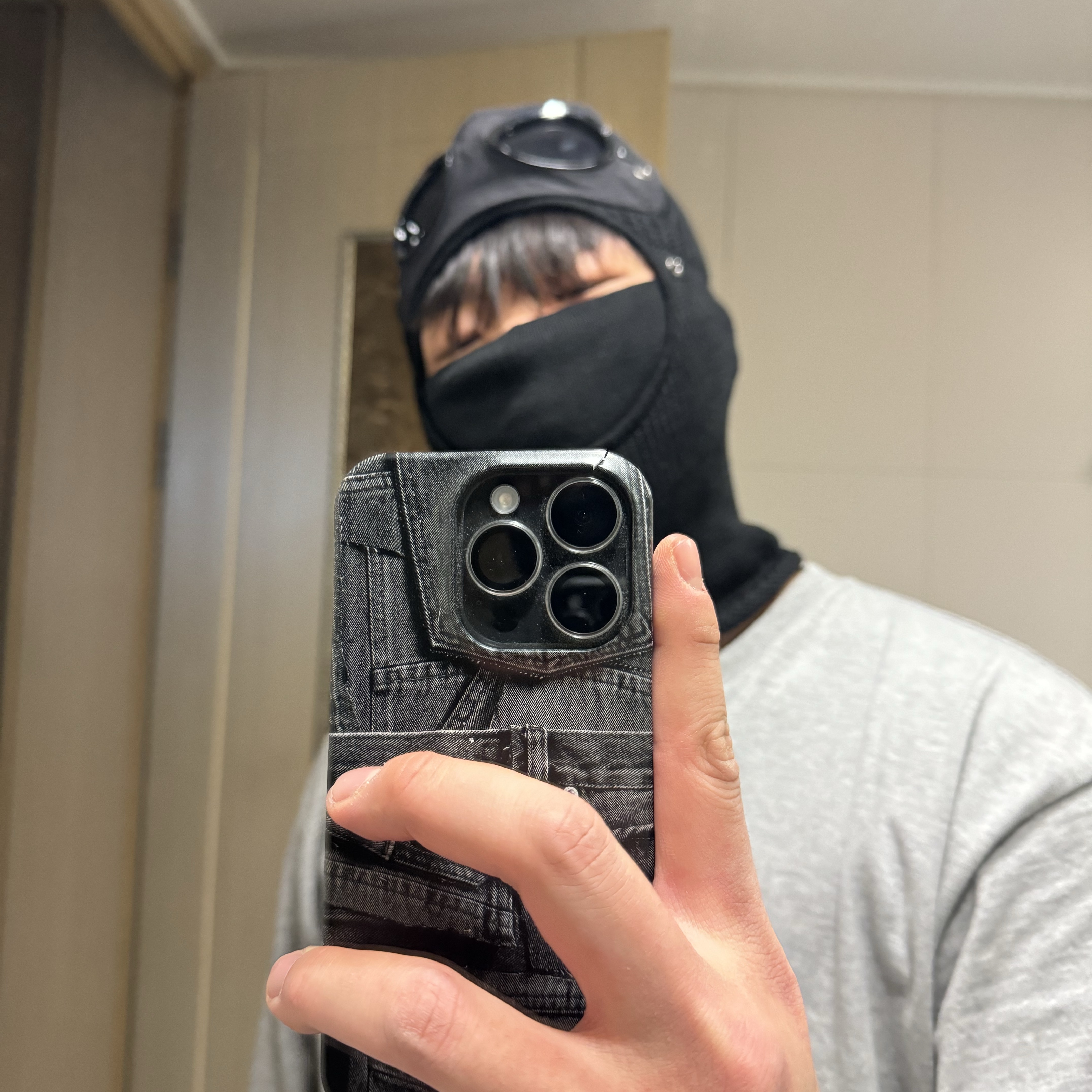 C.P. Company Extra Fine Merino Wool Goggle Balaclava Black - 23FW 착용 스타일 - 2