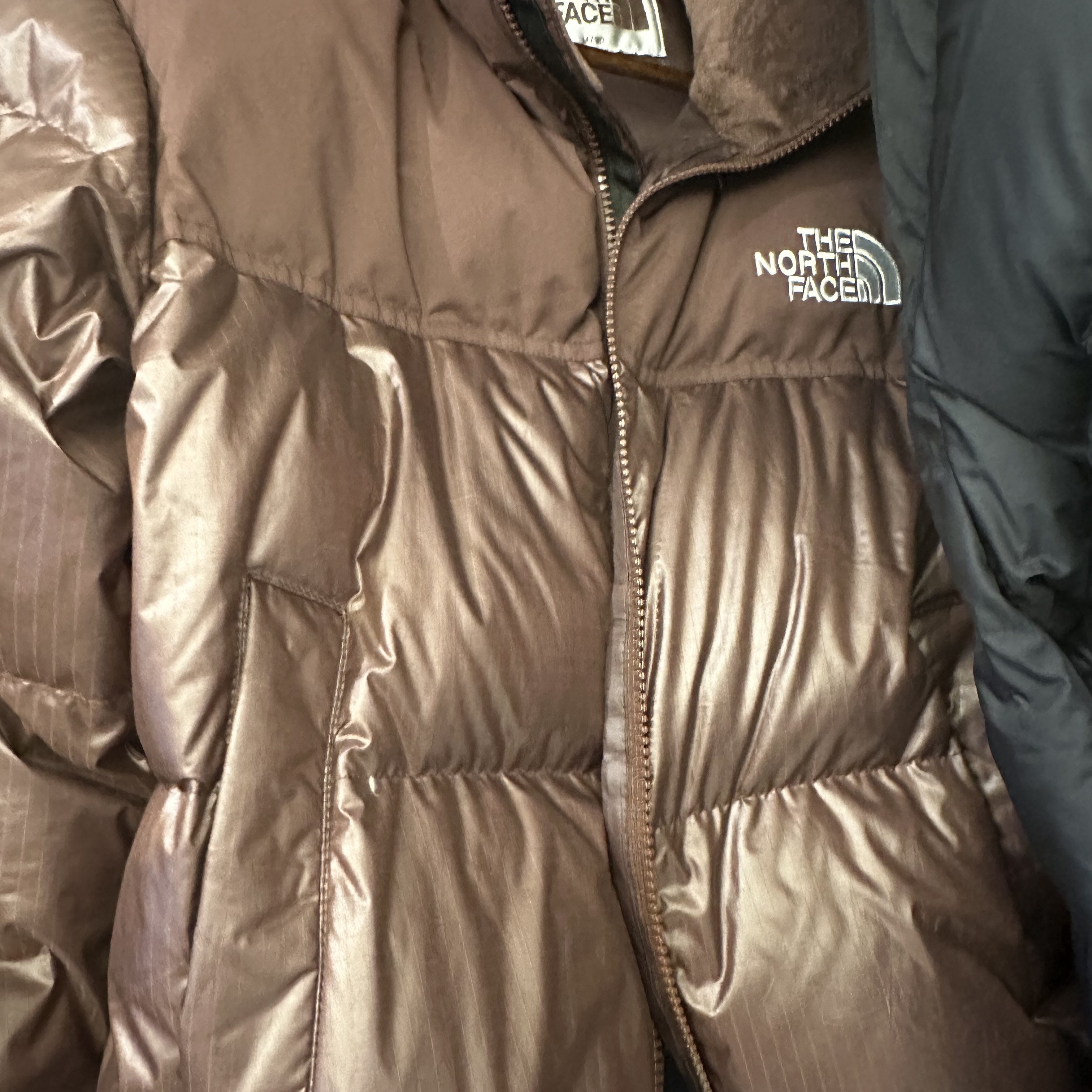 (W) The North Face White Label Novelty Nuptse Down Jacket Cocoa Brown 착용 스타일