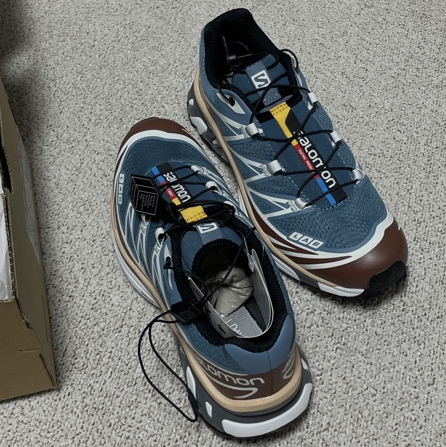 Salomon XT-6 Aegean Blue Tortoise Shell 착용 스타일