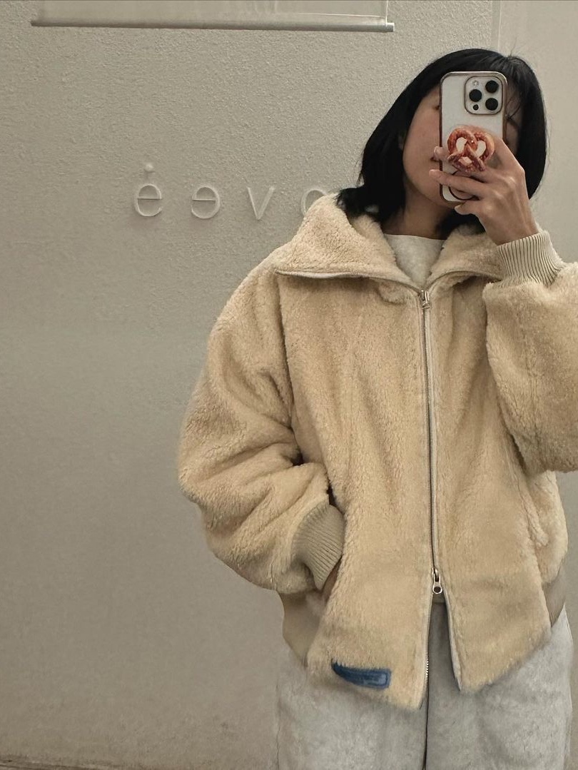 Saenginstudios Saengin Fleece 2Way Zip Up Jacket Ivory 착용 스타일 - 2