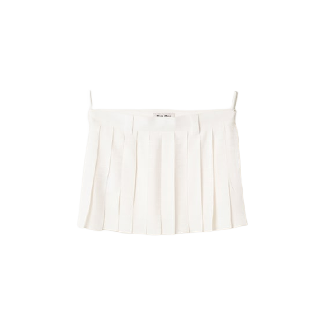 (W) Miu Miu Crepe Di Chine Miniskirt with Logo White 상세 이미지 1