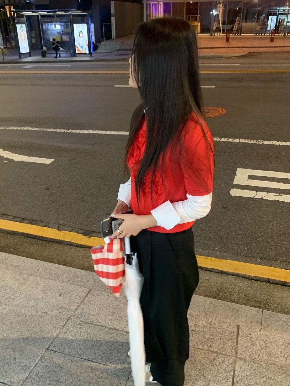 Saenginstudios Flower Lace Hlaf Knit Red, Saenginstudios Flower Lace Hlaf Knit Mint 착용 스타일
