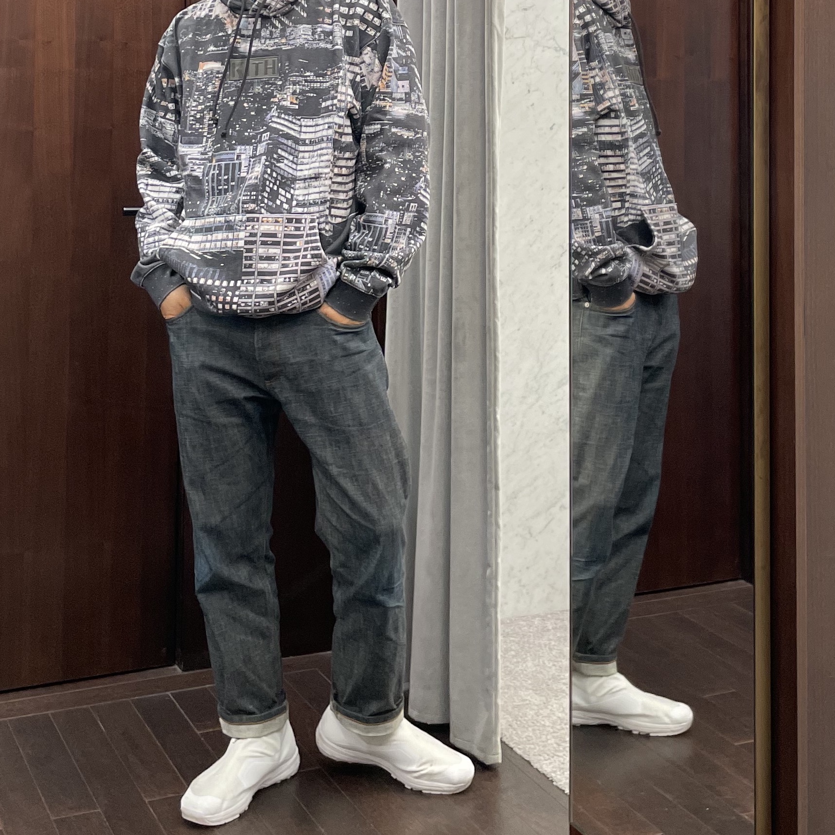 Salomon x Comme des Garcons XA-Alpine 2 White 착용 스타일