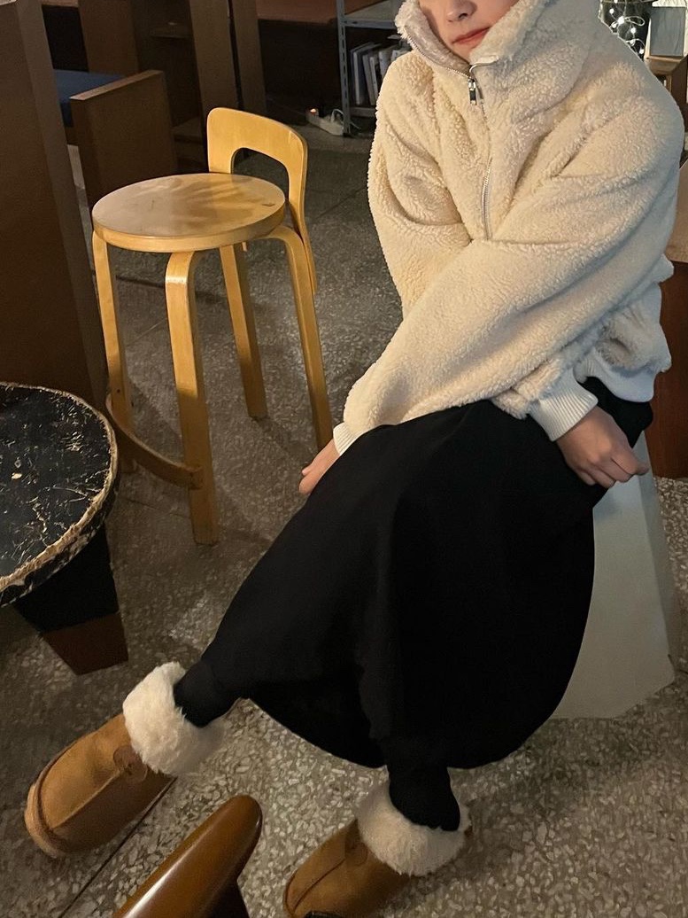 Saenginstudios Saengin Fleece 2Way Zip Up Jacket Ivory, Saenginstudios Saengin Fleece 2Way Zip Up Jacket Navy 착용 스타일