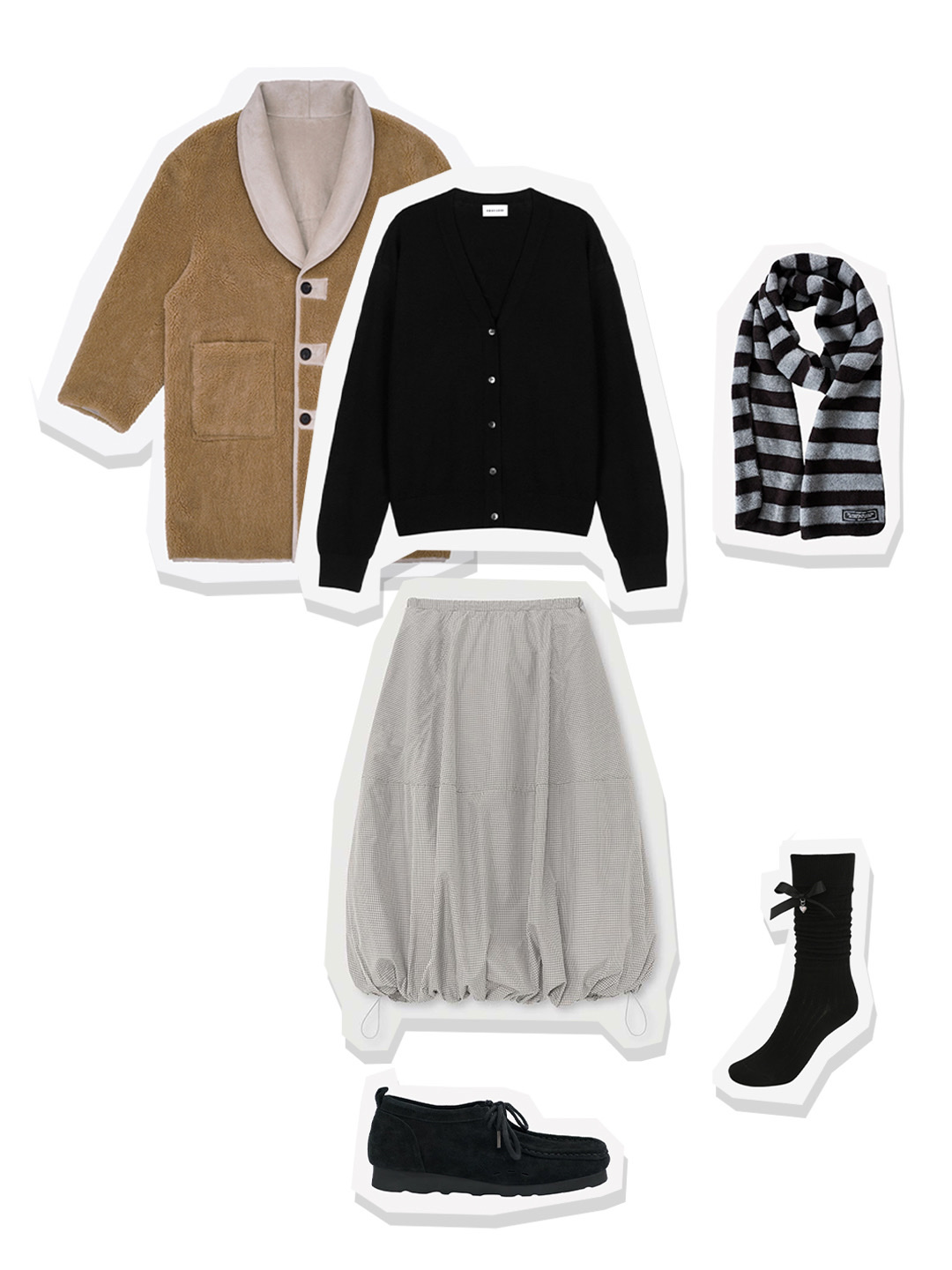 STU Women Reversible Long Mustang Brown, Nieeh Padded Balloon Skirt Gray 착용 스타일 - 1