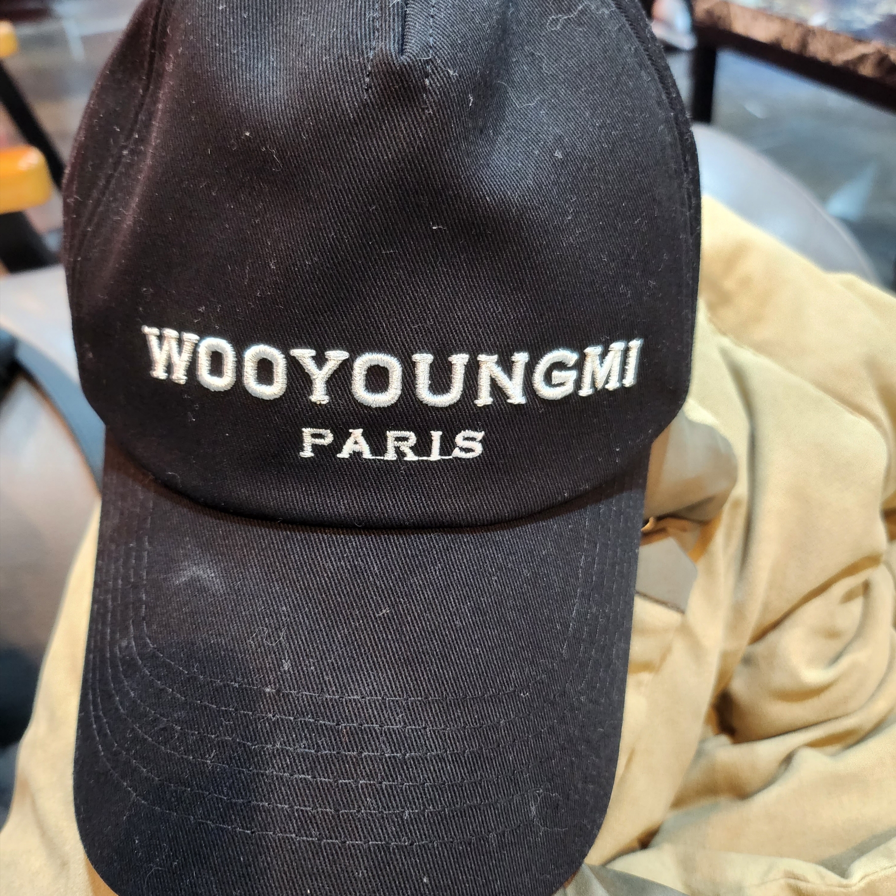 Wooyoungmi Embroidered Ball Cap Black - 23SS 착용 스타일