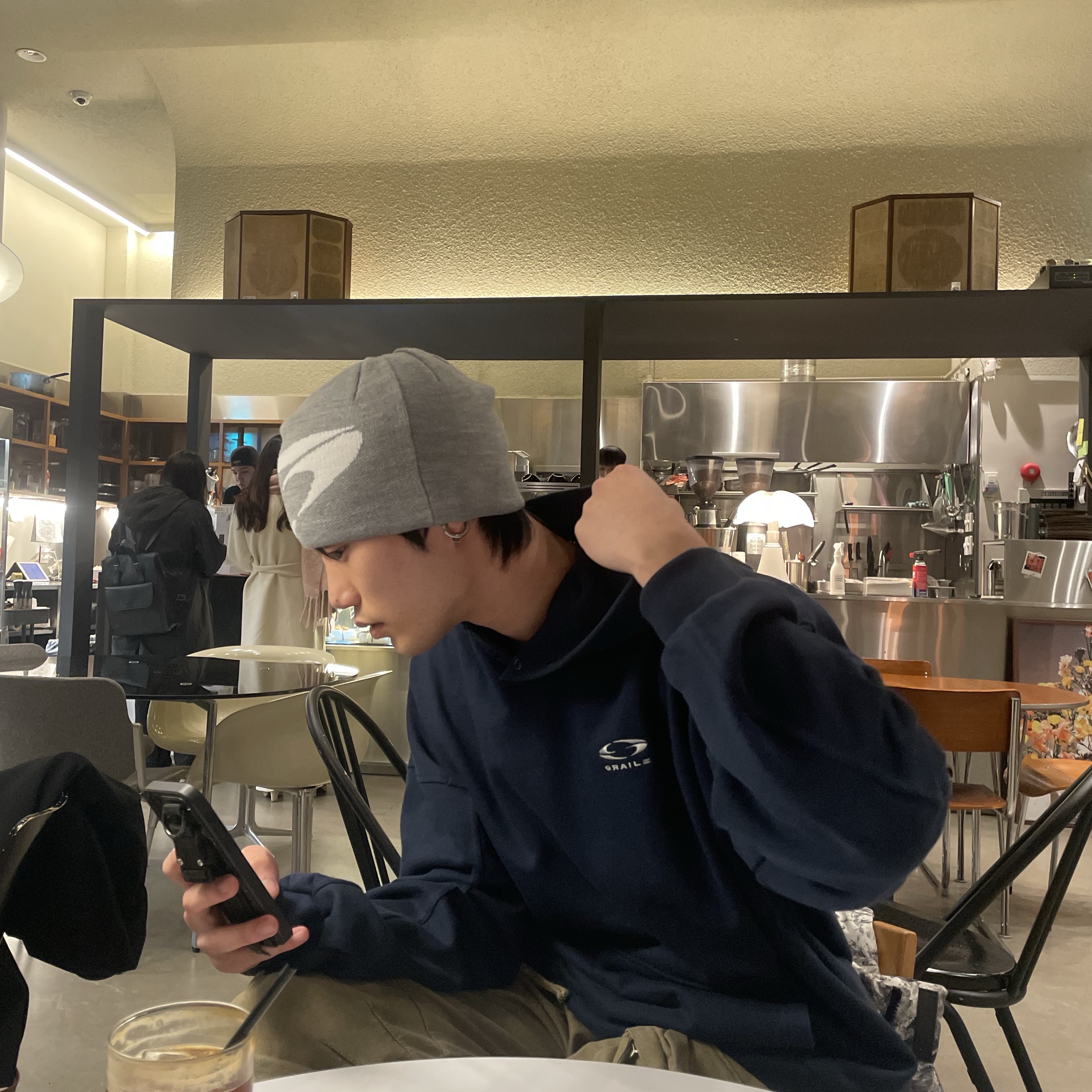 Grailz Logo Beanie Grey - 23SS 착용 스타일 - 3