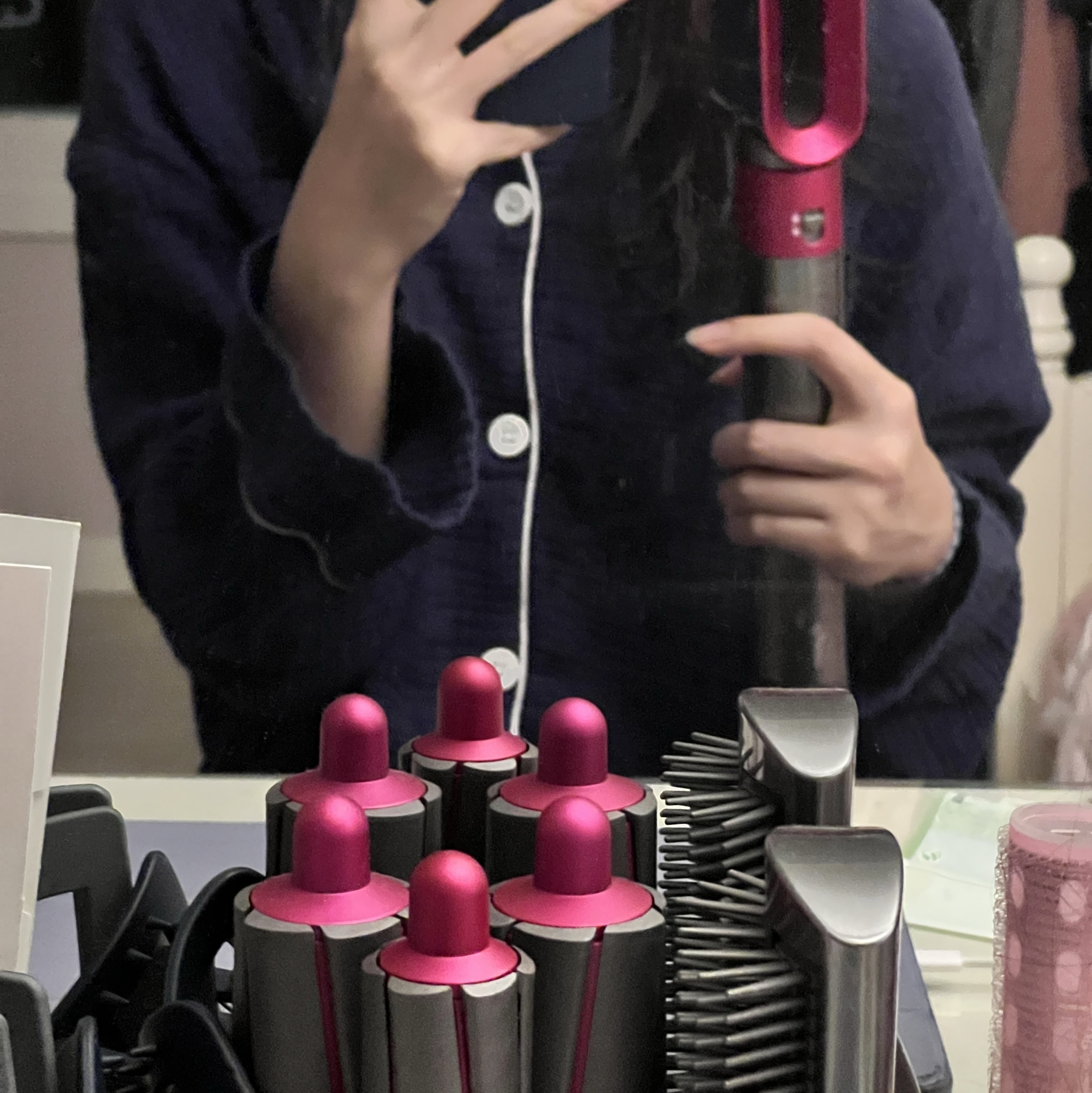 Dyson Airwrap Styler Complete Long Nickel Fuchsia (Korean Ver.) 착용 스타일