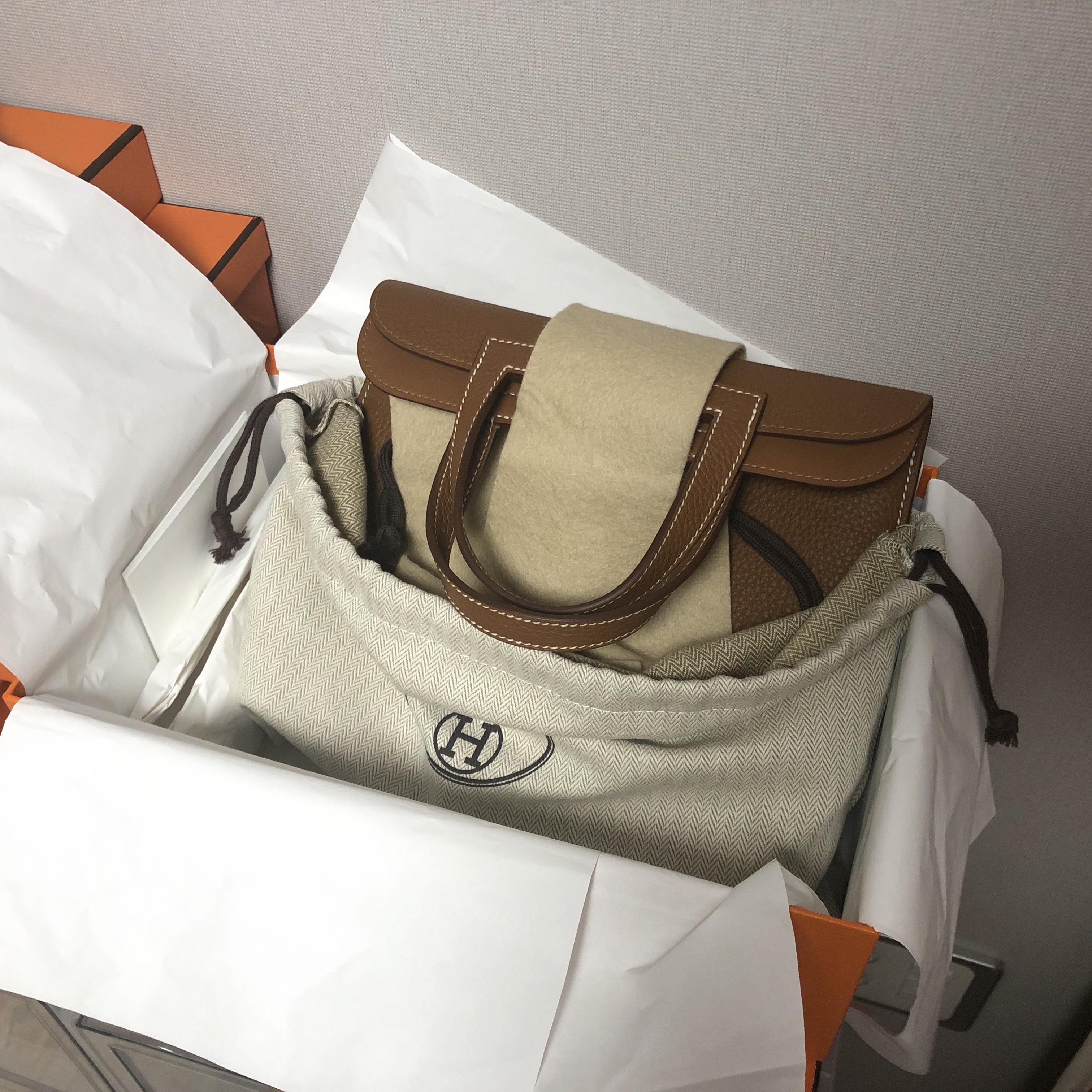 Hermes Halzan 25 Bag Clemence & Gold 착용 스타일 - 3