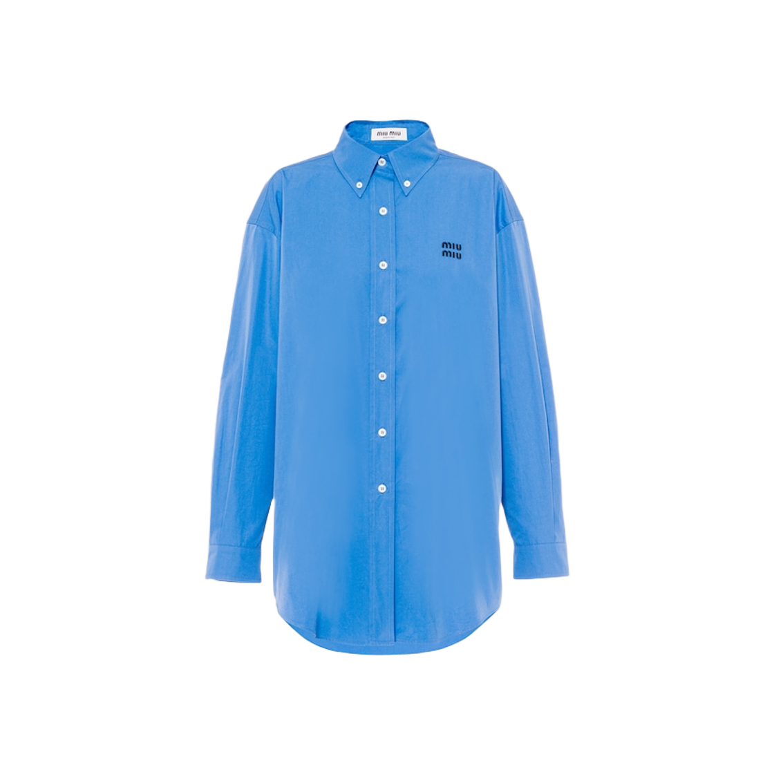 (W) Miu Miu Oversized Poplin Shirt Periwinkle Blue 상세 이미지 1