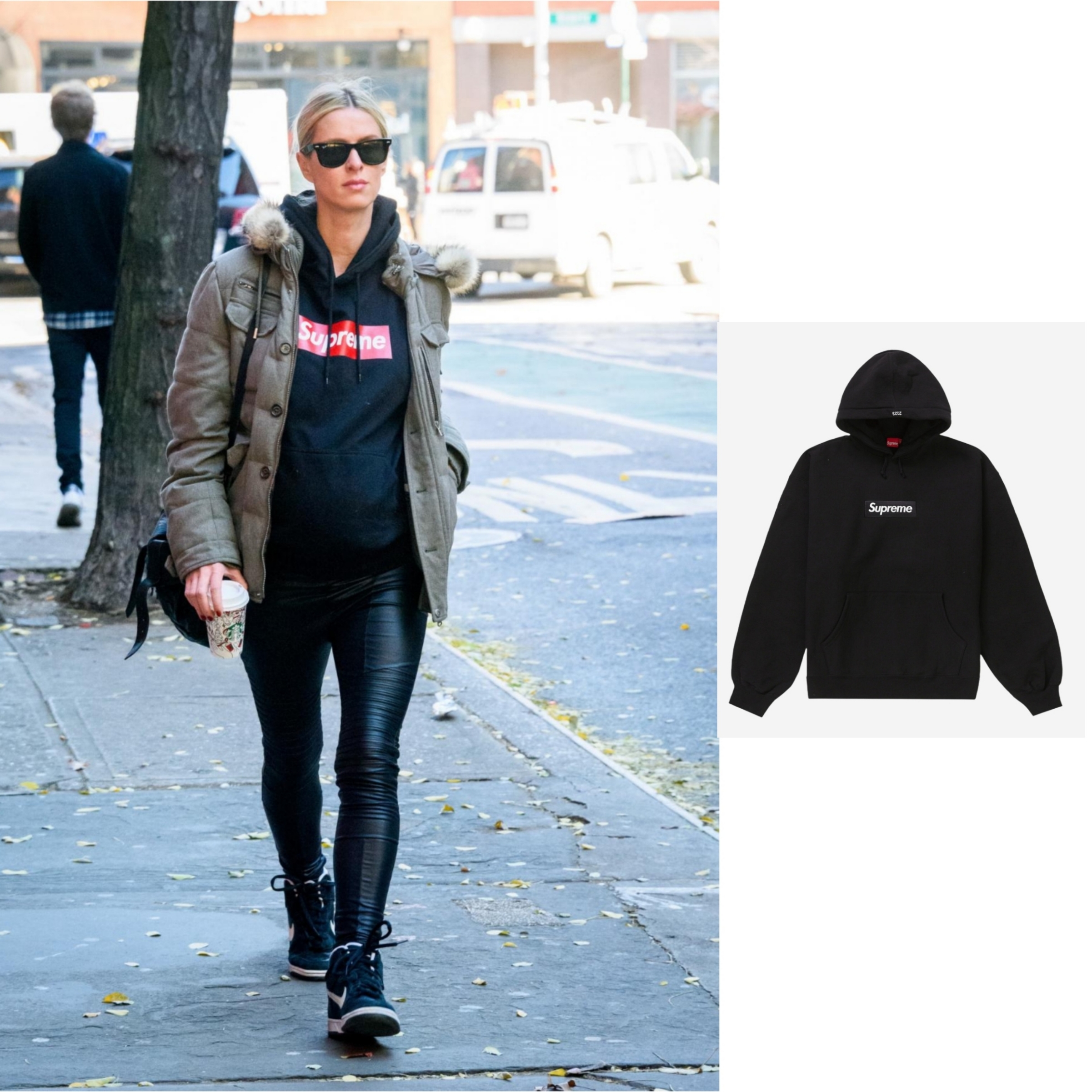 Supreme Box Logo Hooded Sweatshirt Black - 23FW 착용 스타일