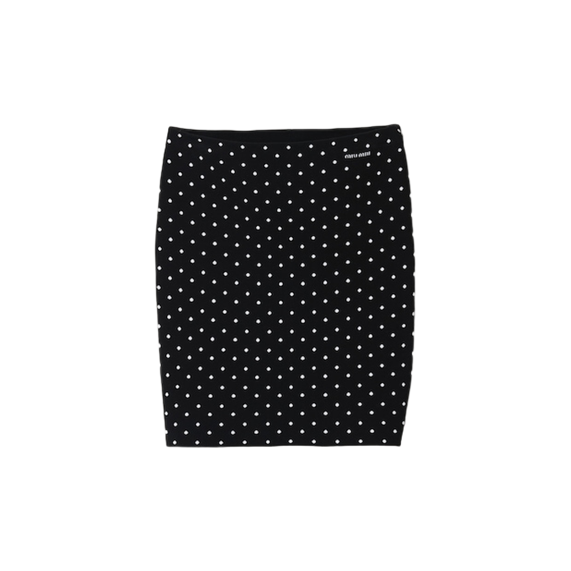 (W) Miu Miu Polka Dot Viscose Skirt Black White 상세 이미지 1